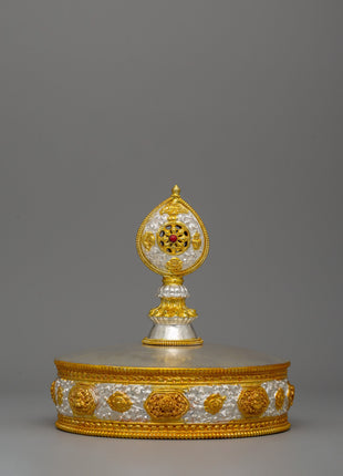 Traditional Mandala Offering Set Artwork |Gold Plated Ritual Craft