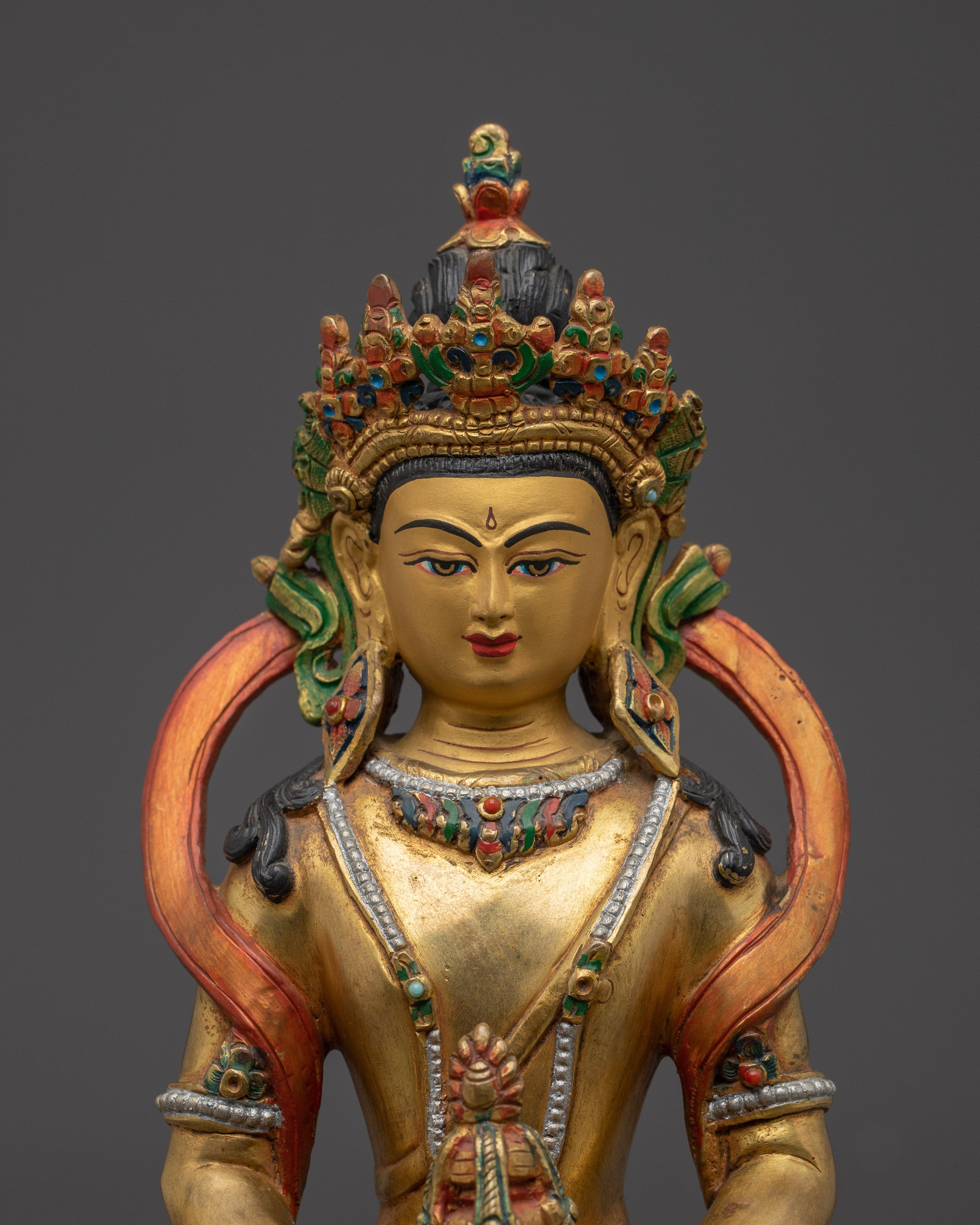 Colorful Amitayus Copper Statue | Buddhist Deity for Longevity