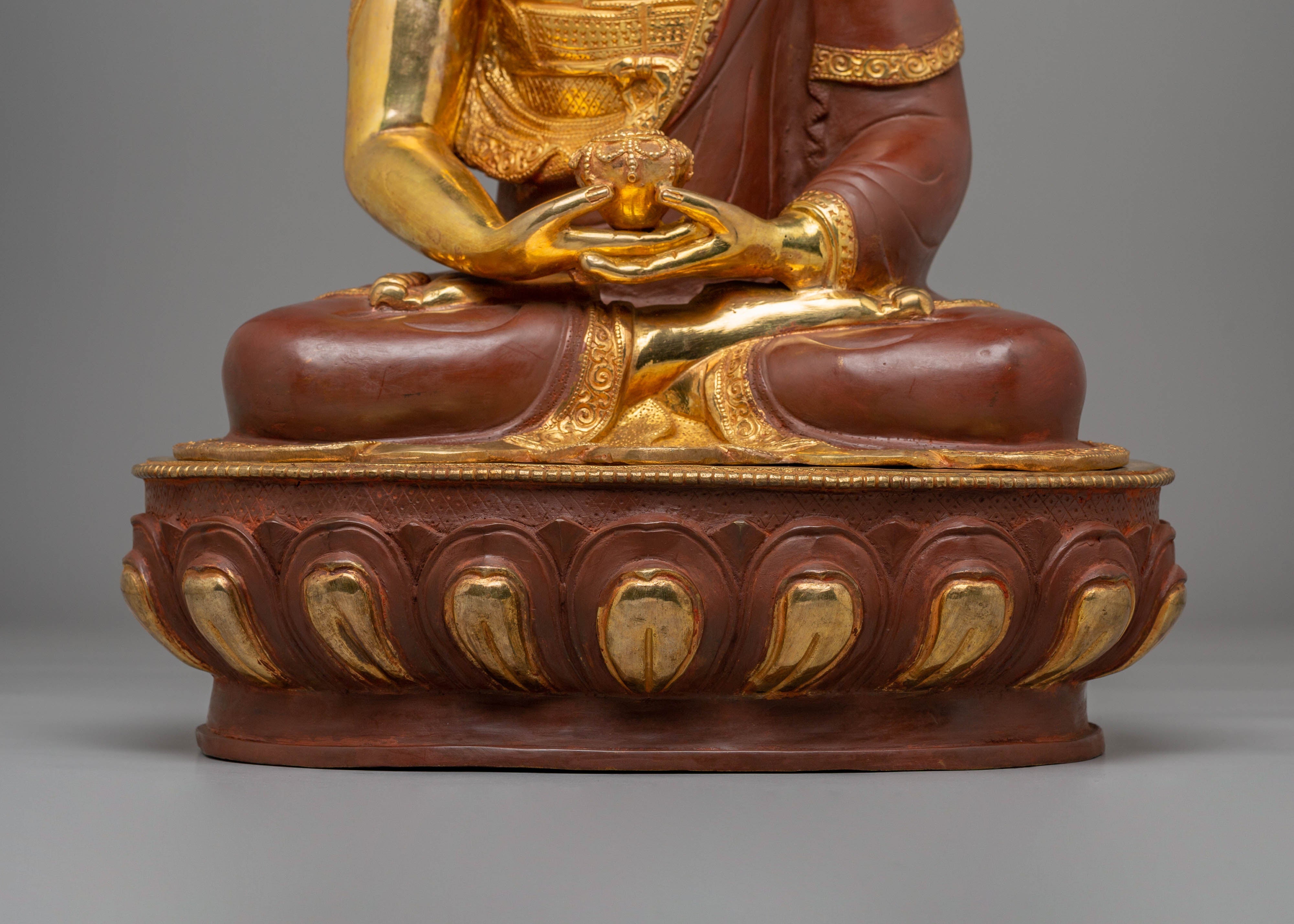 Himalayan Statue of Amitabha Buddha | Electro Gold-Plated Copper with Acrylic Color
