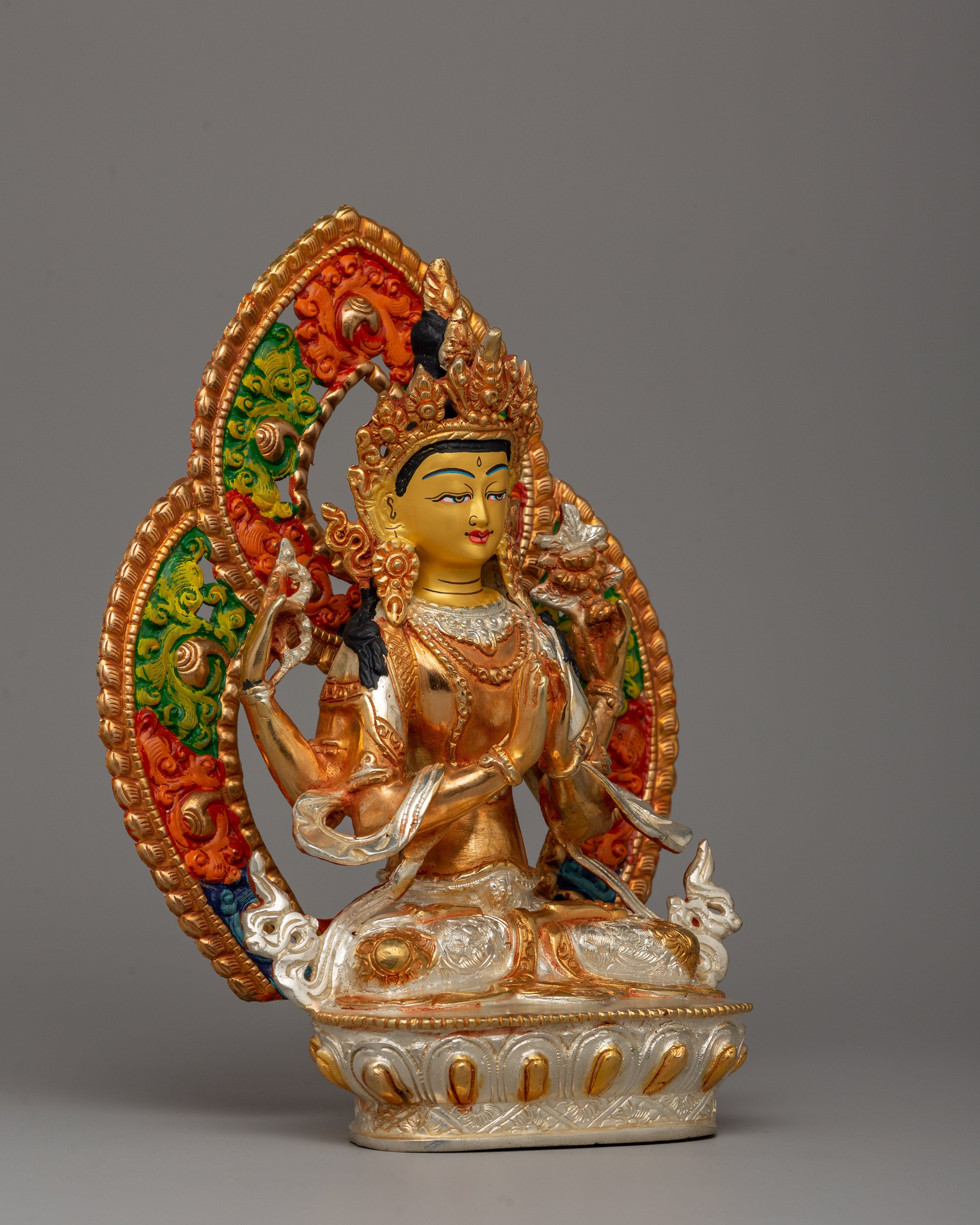 Chenrezig with Beautiful Sacred Halo Statue | Himalayan Sacred Shrine Artwork
