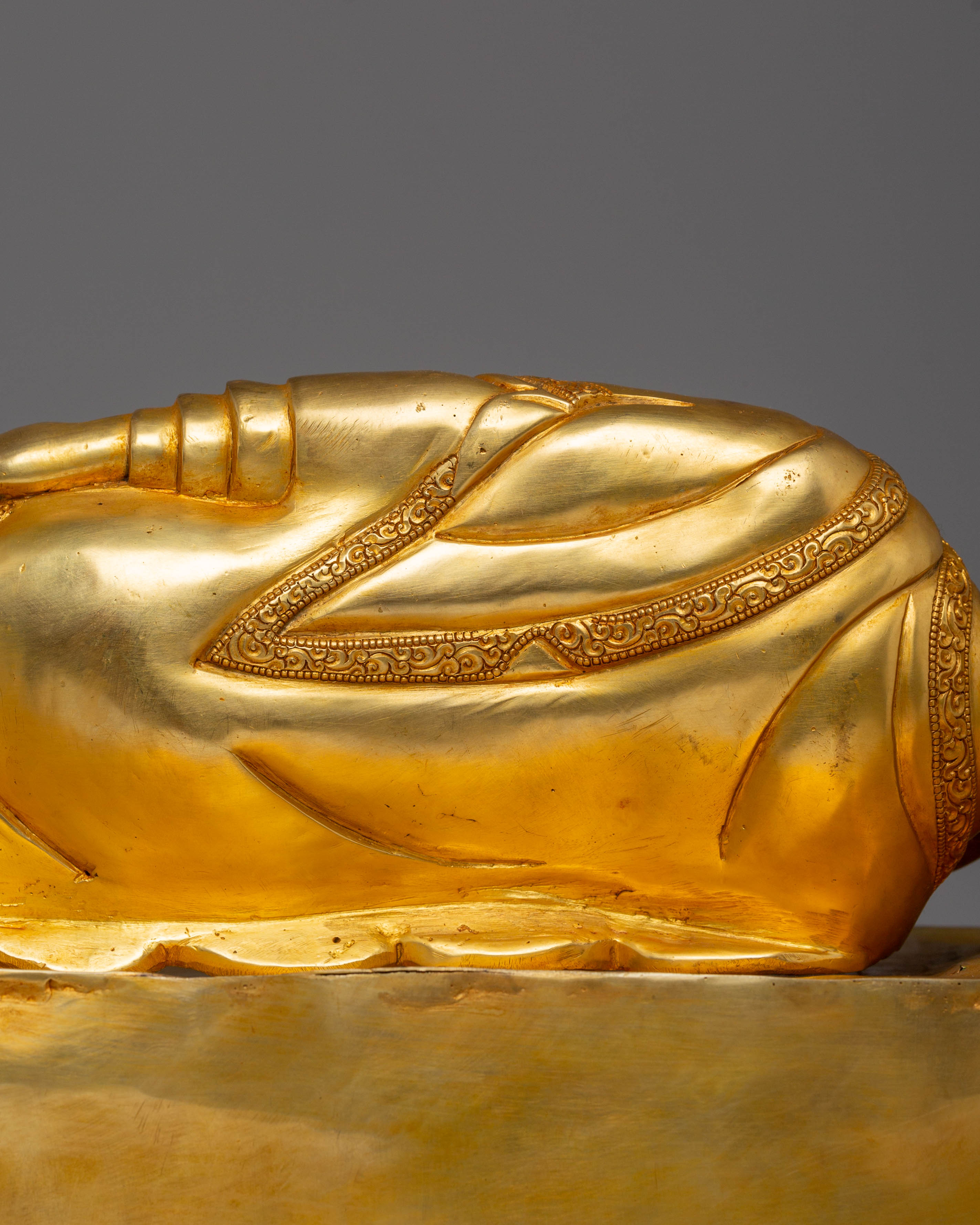 Handcrafted Sleeping Buddha Golden Statue | Symbol of Peace and Parinirvana