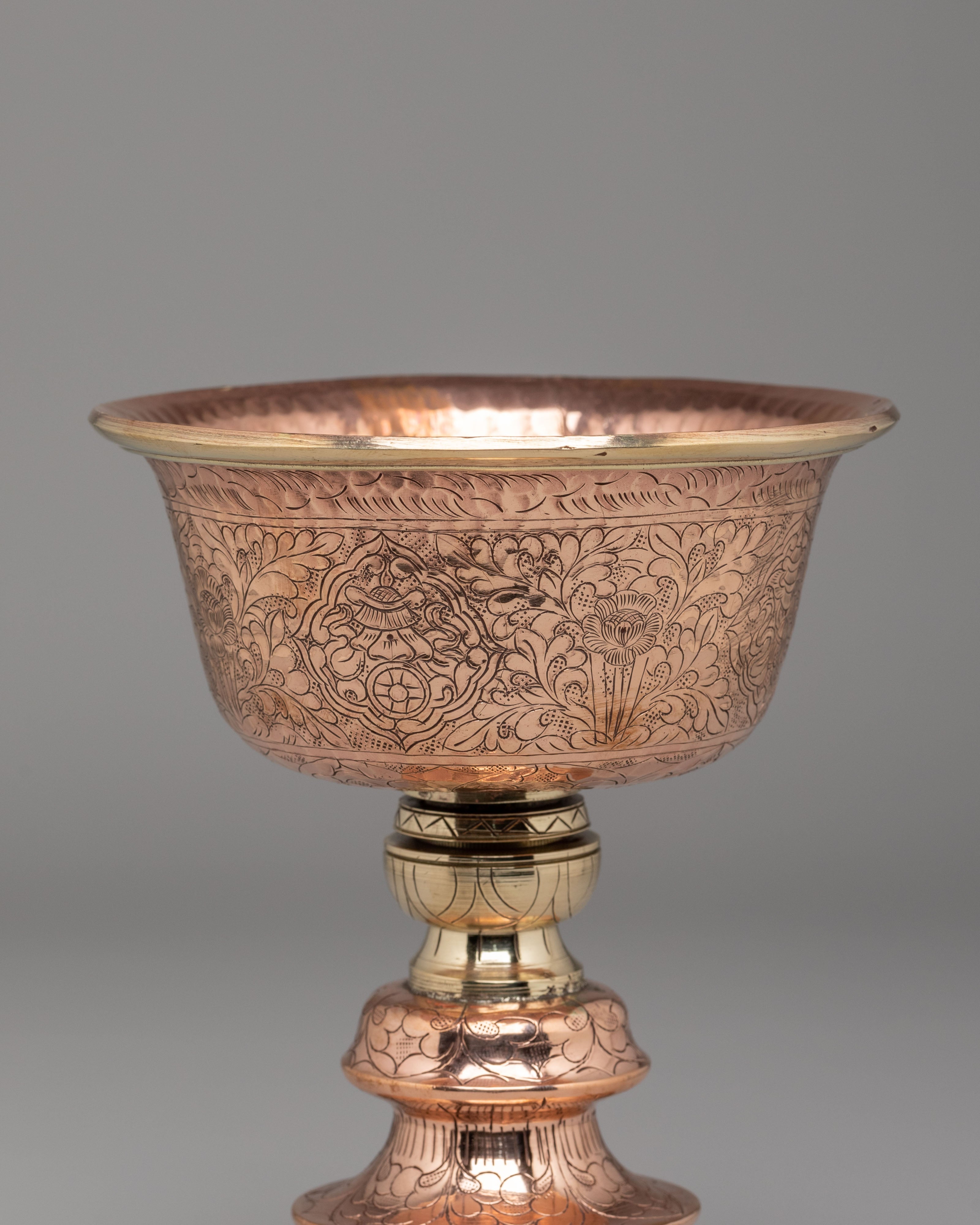 Sacred Buddhist Ritual Butter Lamp | Handcrafted Copper Light Offering