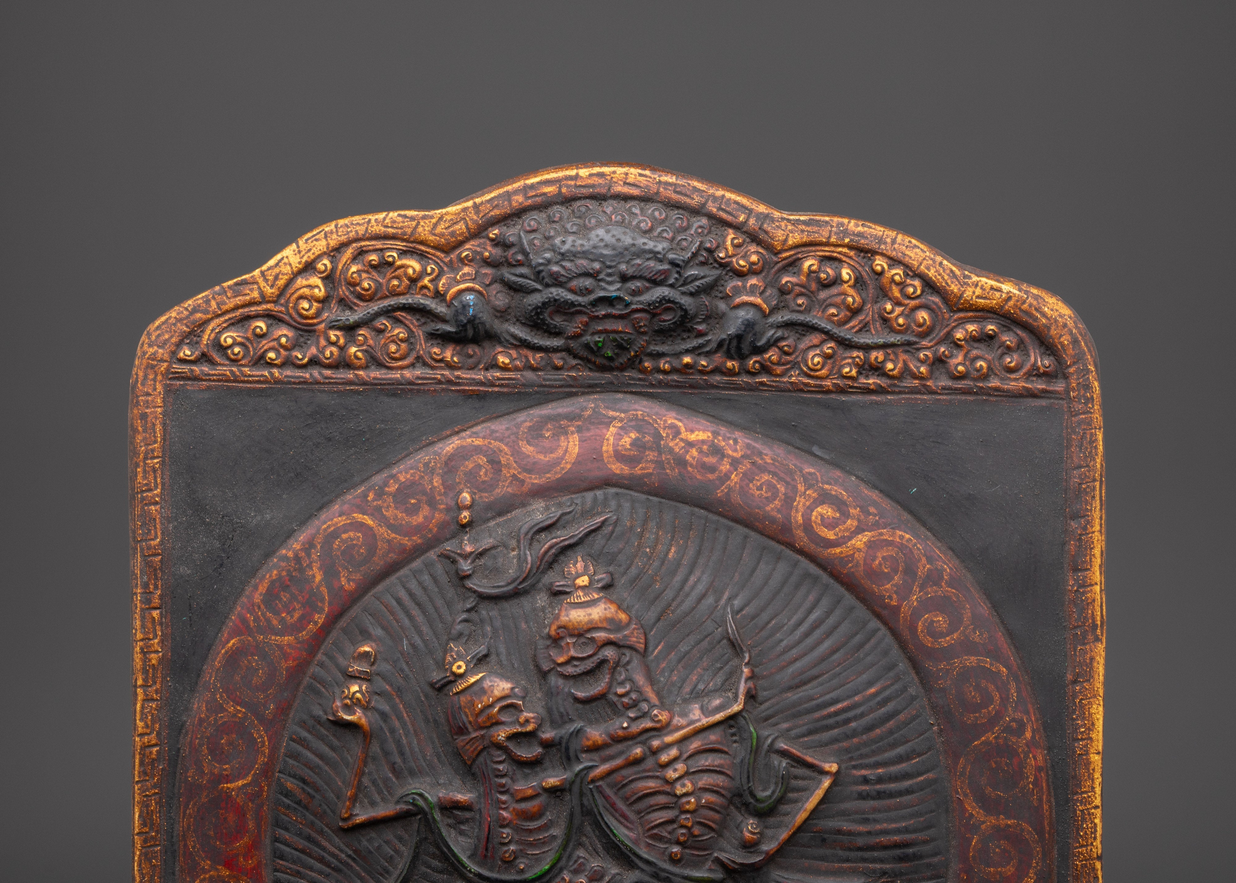 Tibetan Chitipati Deity Wall Art Hanging | Handcrafted Copper Art for Spiritual Spaces