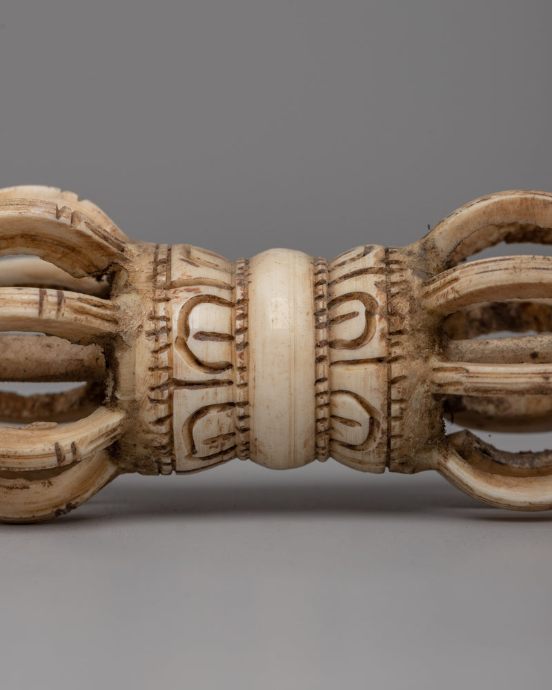 Hand-Carved Buffalo Bone Vajra | Sacred Tibetan Ritual Tool