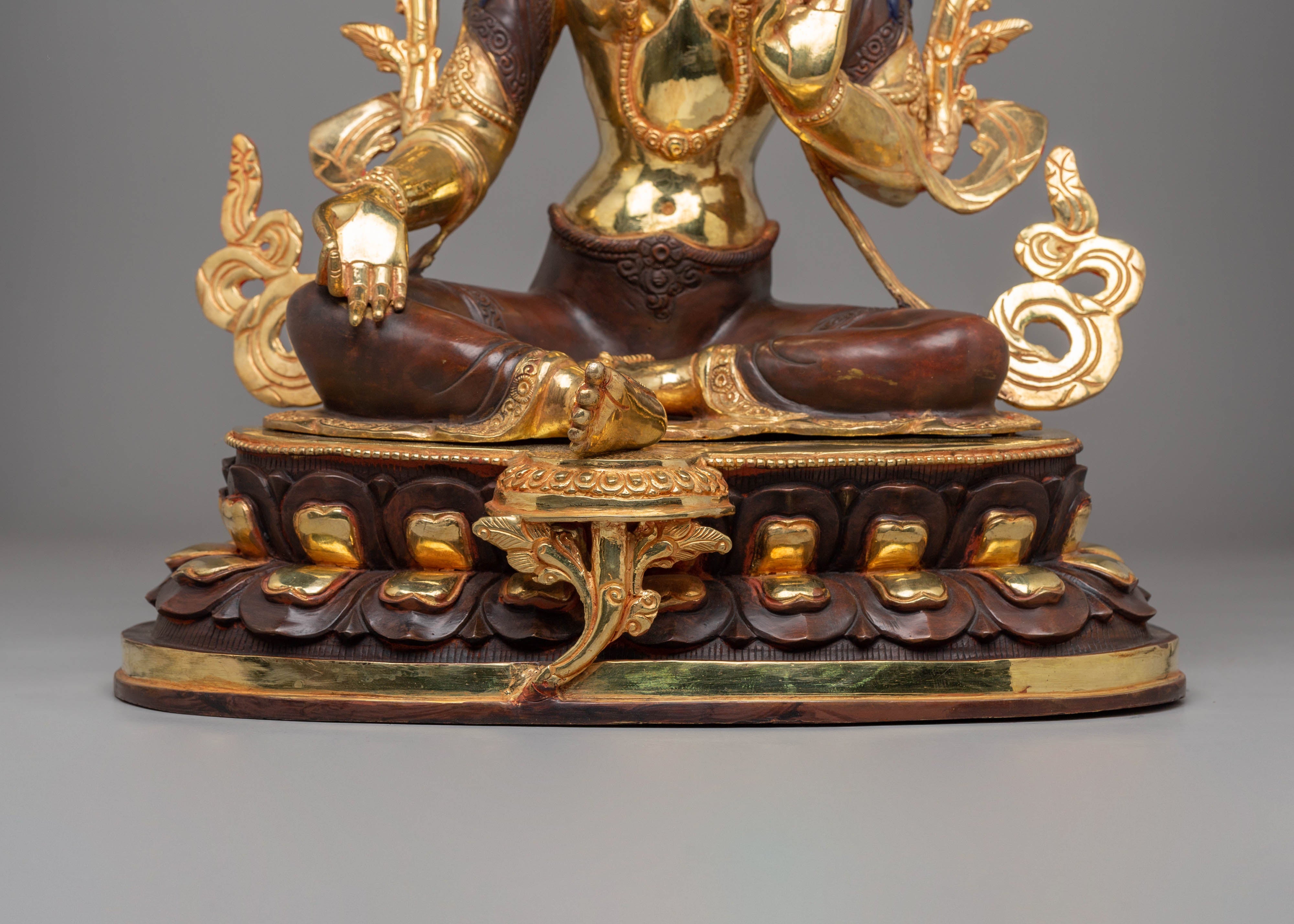 Handcrafted Copper Green Tara Statue | Spiritual Decor