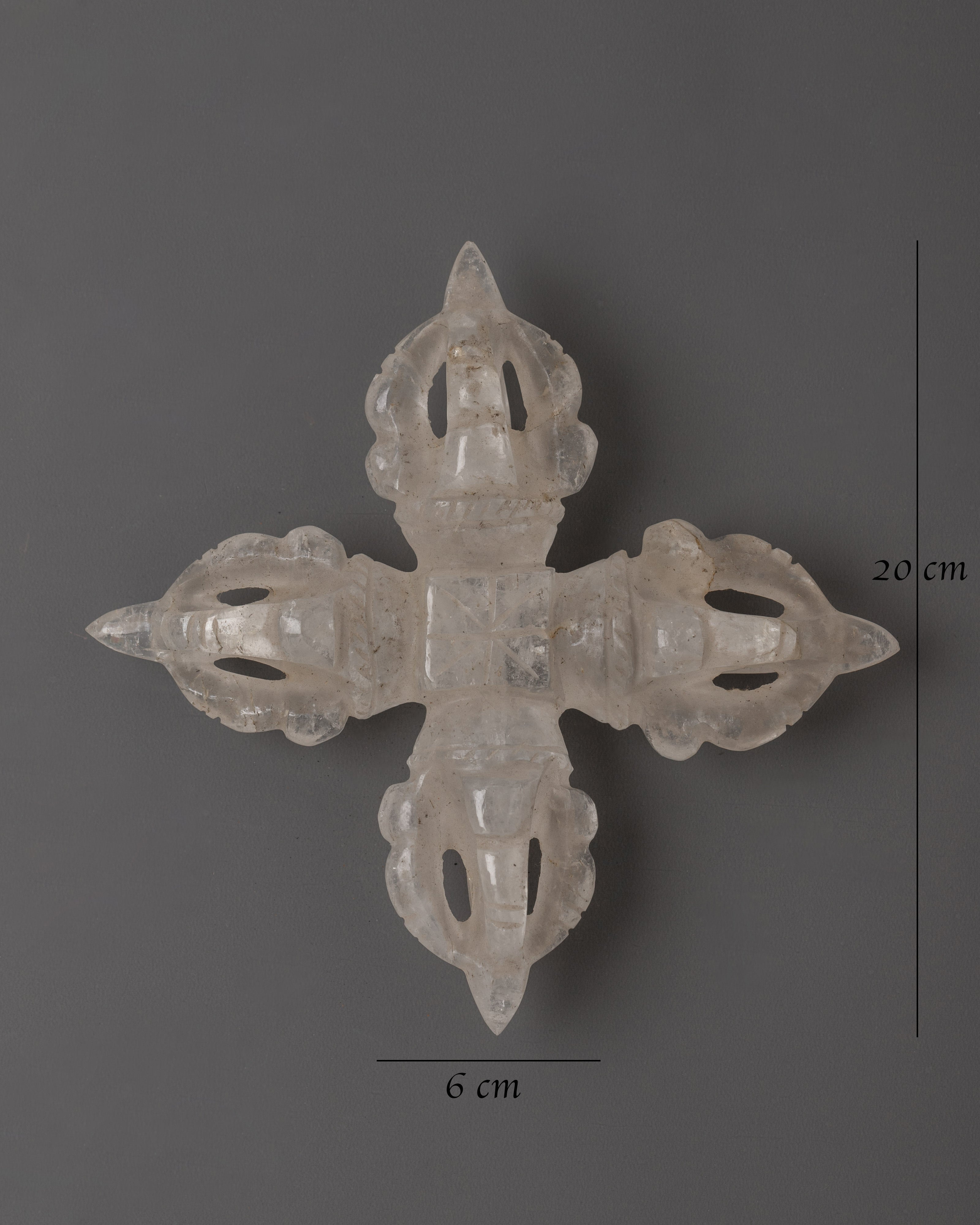 Tibetan Crystal Bishwo Vajra | Hand-Carved Spiritual Vajra for Meditation
