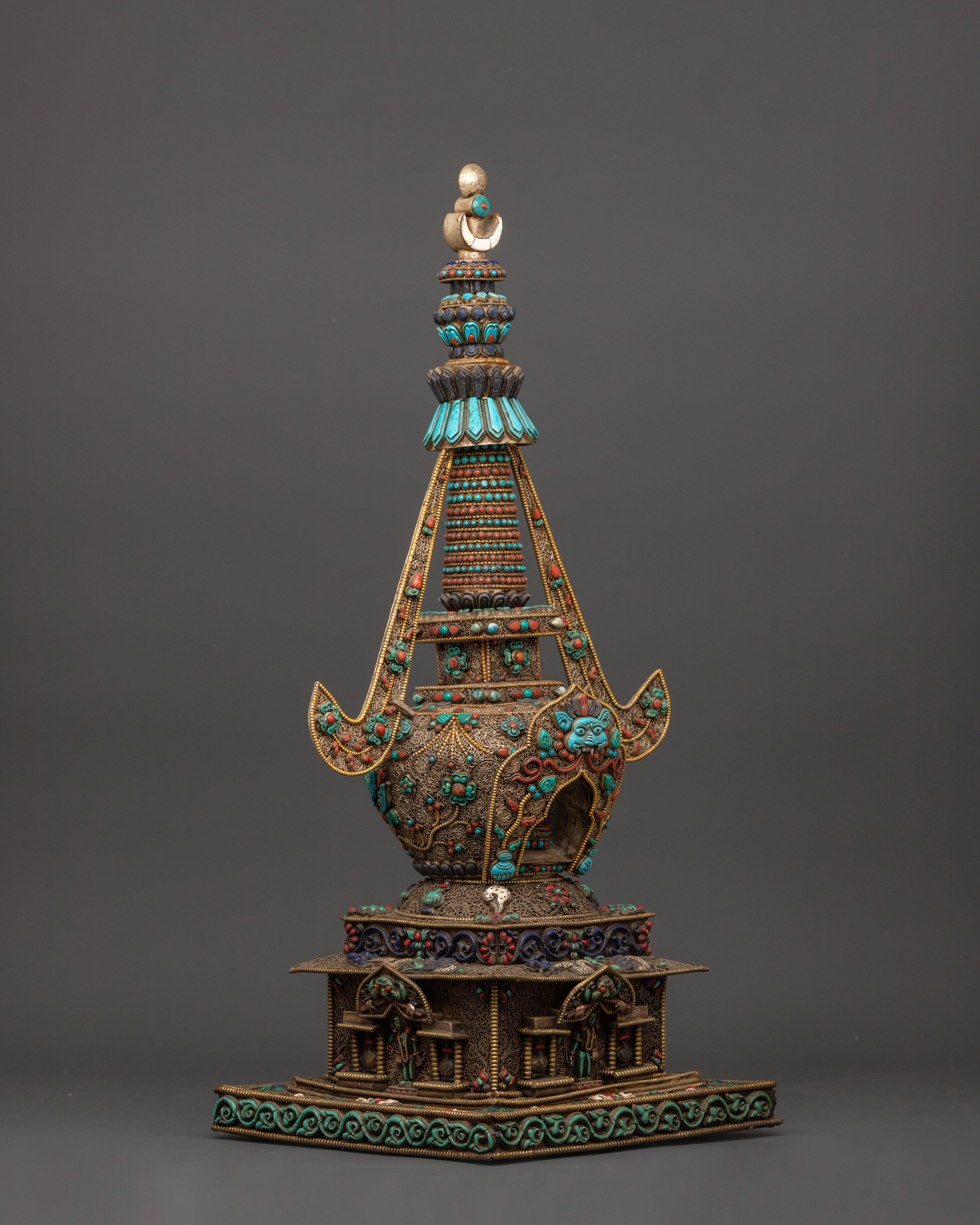 Handcrafted Traditional Copper Stupa | Buddhist Shrine Artifact