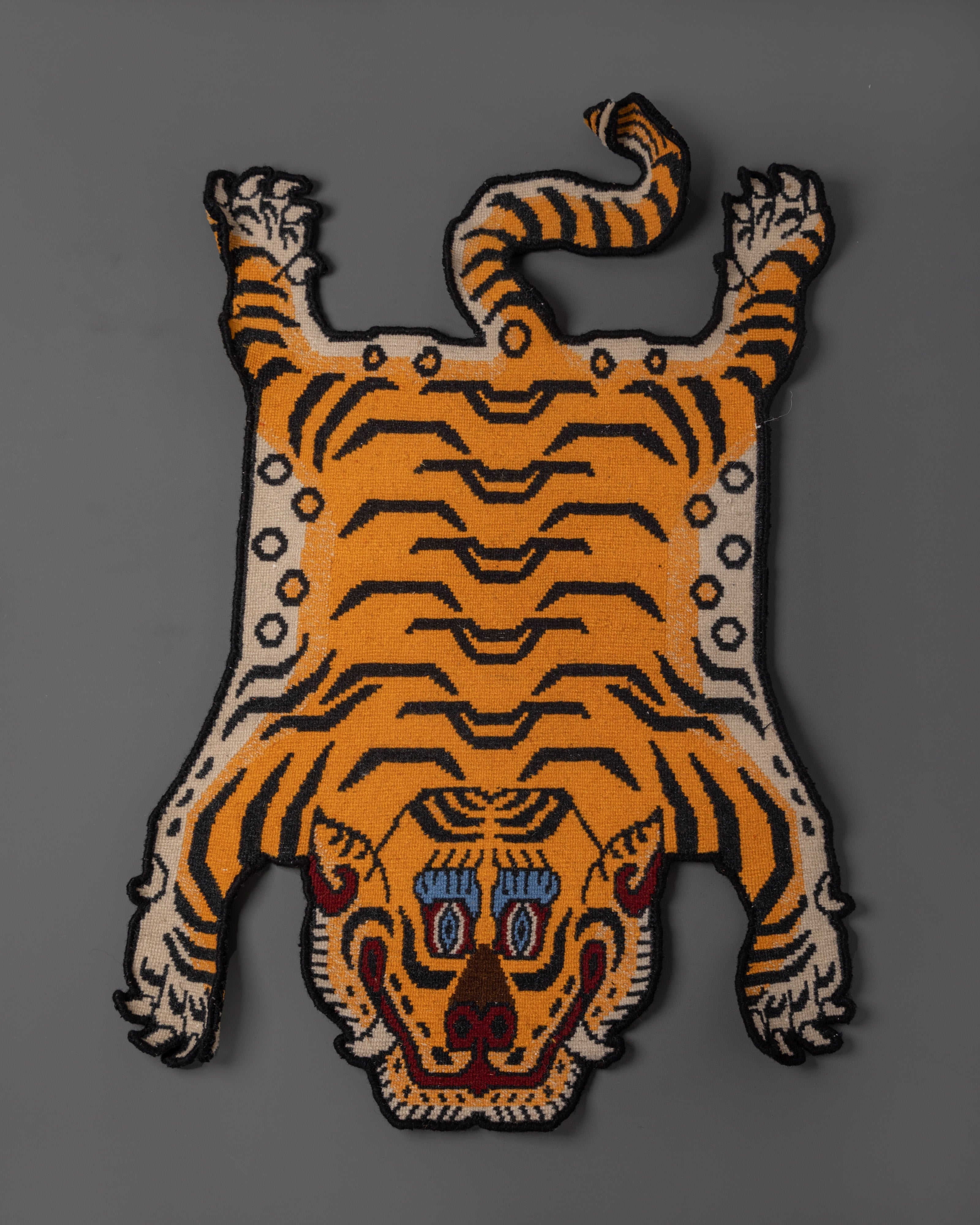 Hand Knotted Tiger Designed Rug | Tibetan Wool Craft