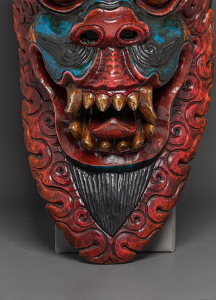 Snow Lion Wall Hanging Mask | Deity for Protection & Power