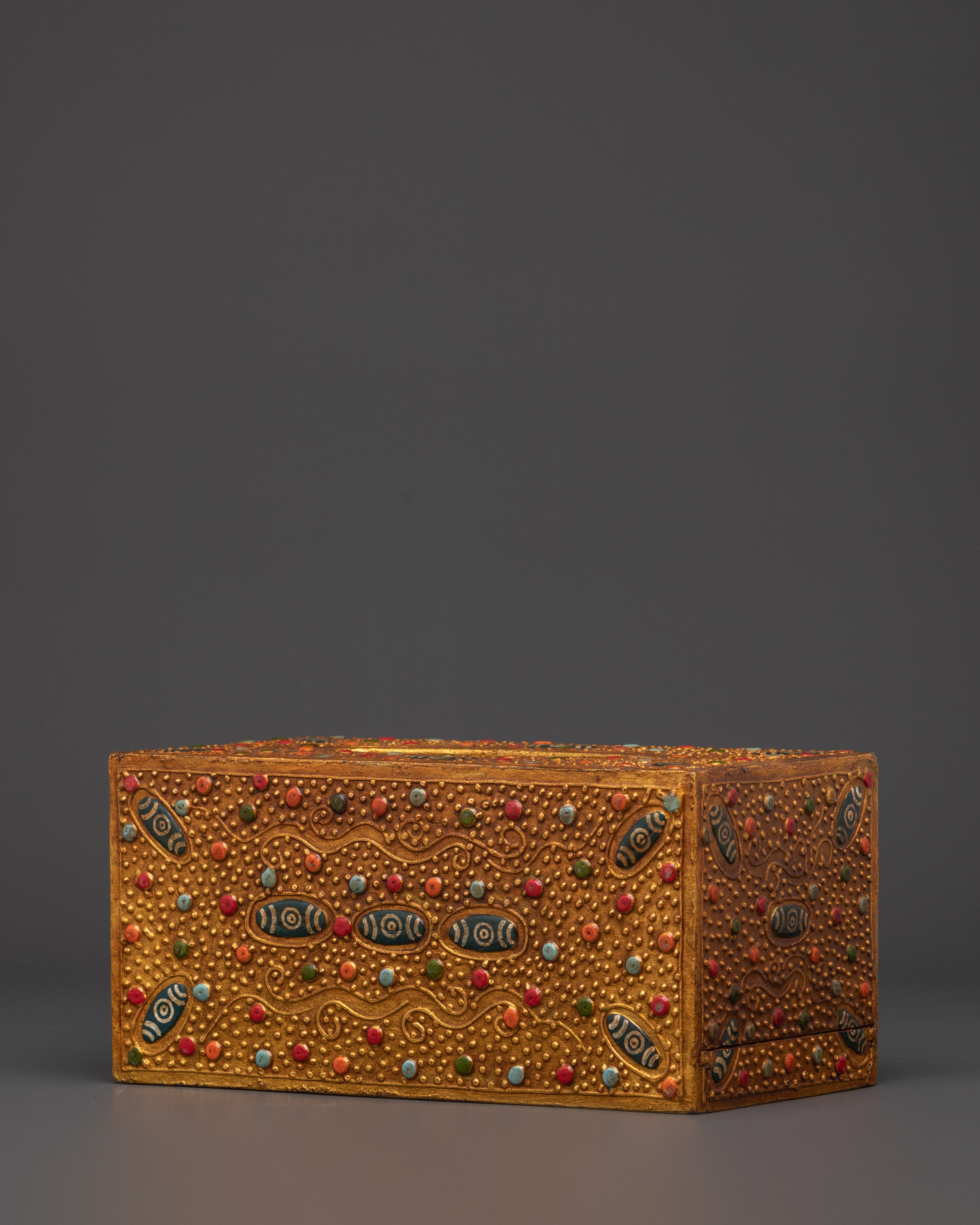 Hand Painted Tibetan Tissue Box | Colorful Wood Box with Acrylic Detailing