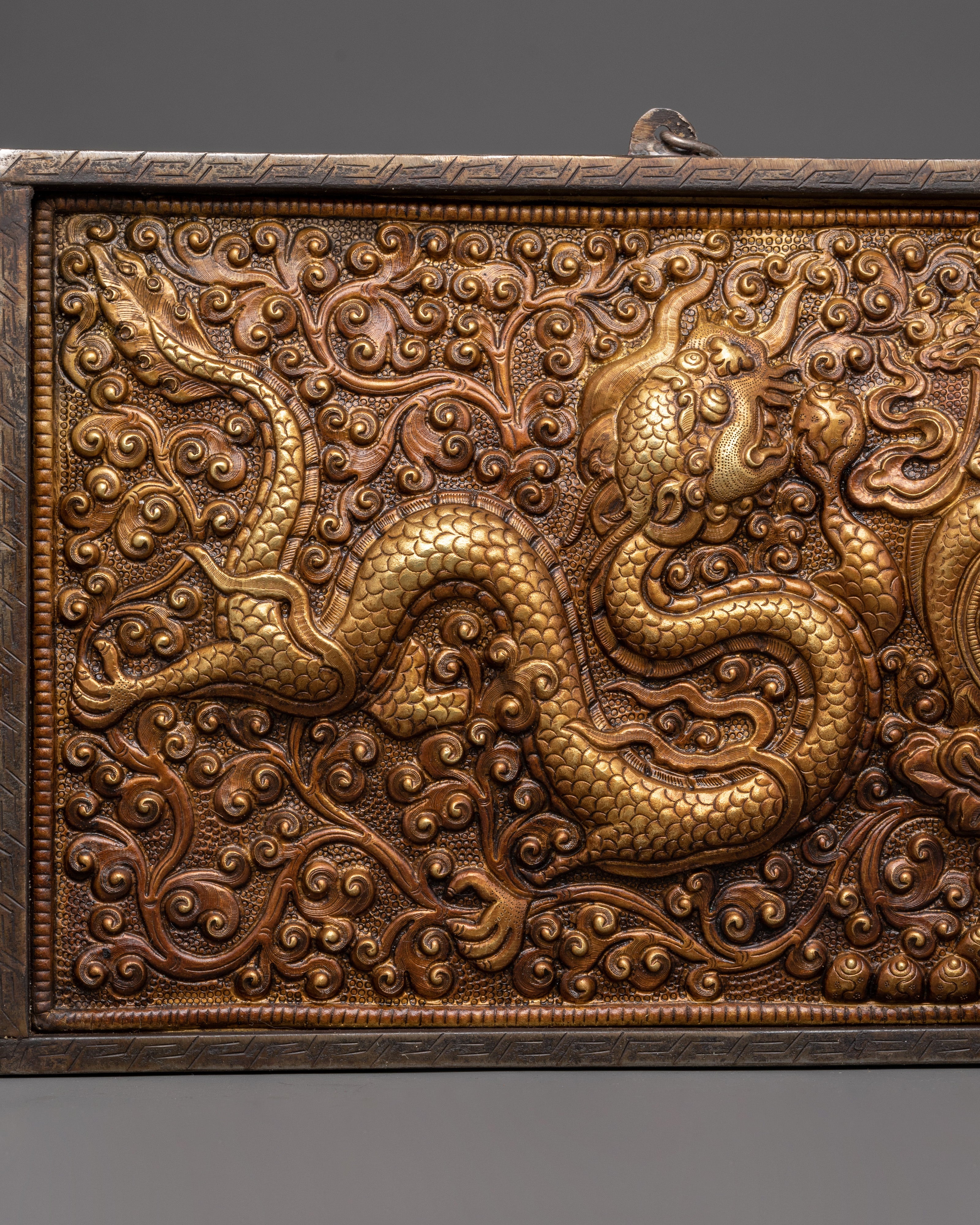 Wall Hanging with Dragon Carving | Tibetan Decor for Power and Protection