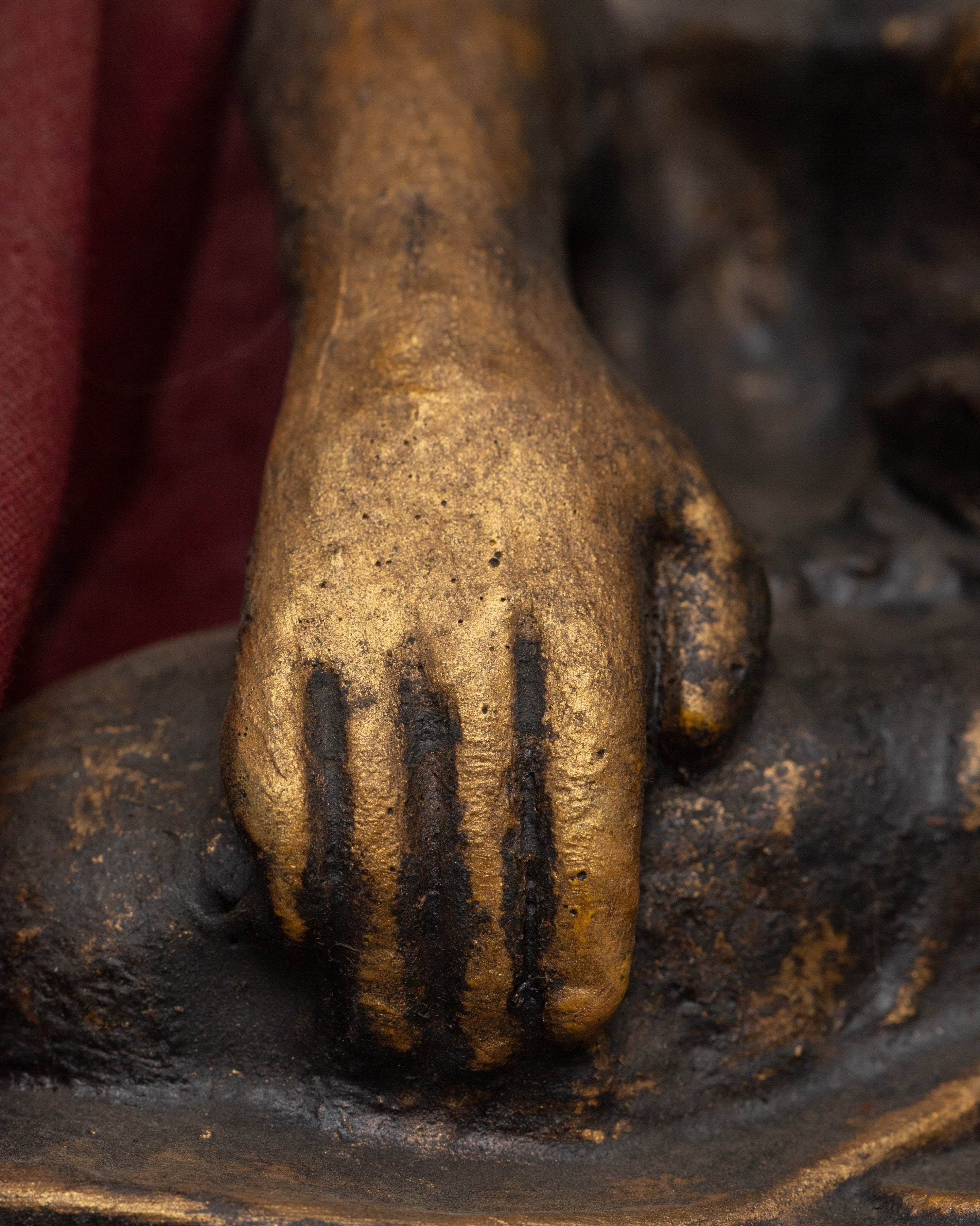 Shakyamuni Buddha Statue for Altar | Handcrafted Wood & Clay Sculpture