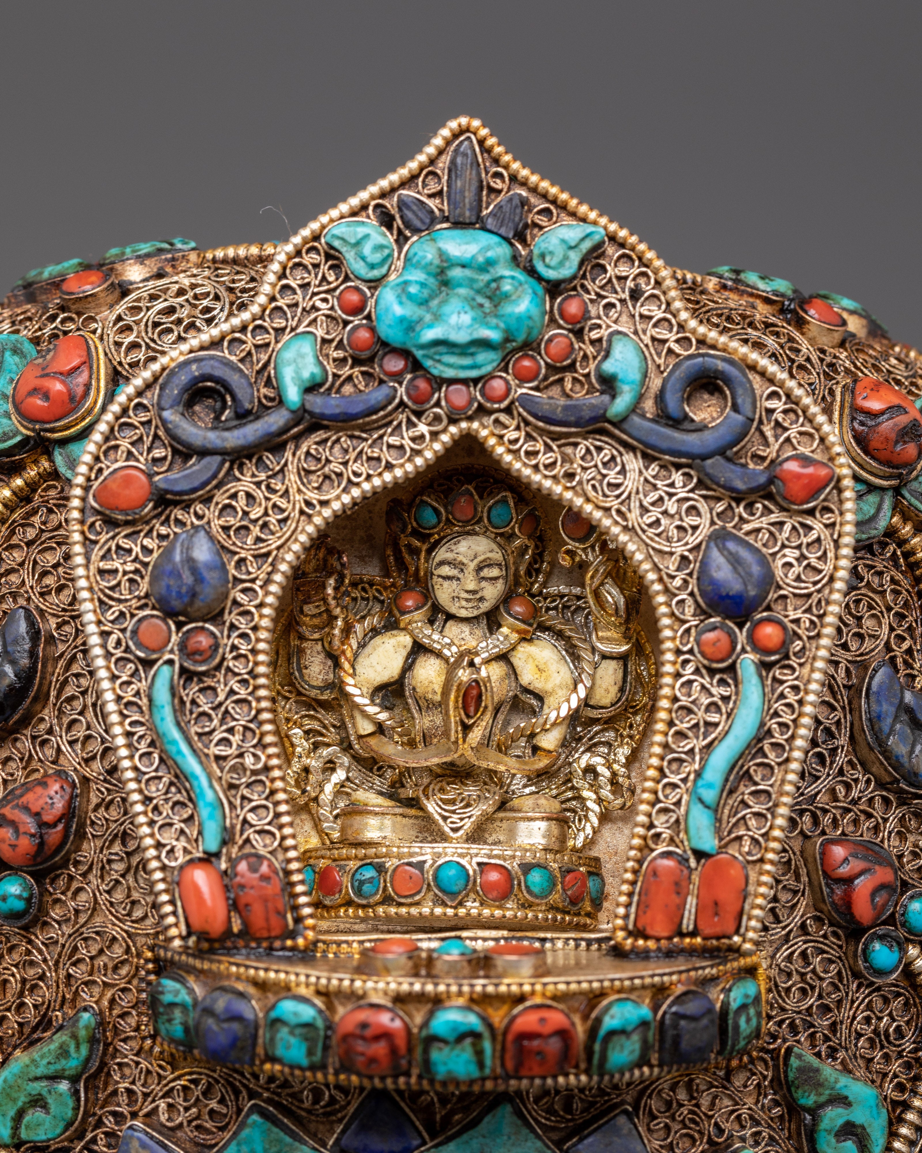 Sacred Rice Offering Pot | Gold and Silver Plated Copper Ritual Vessel