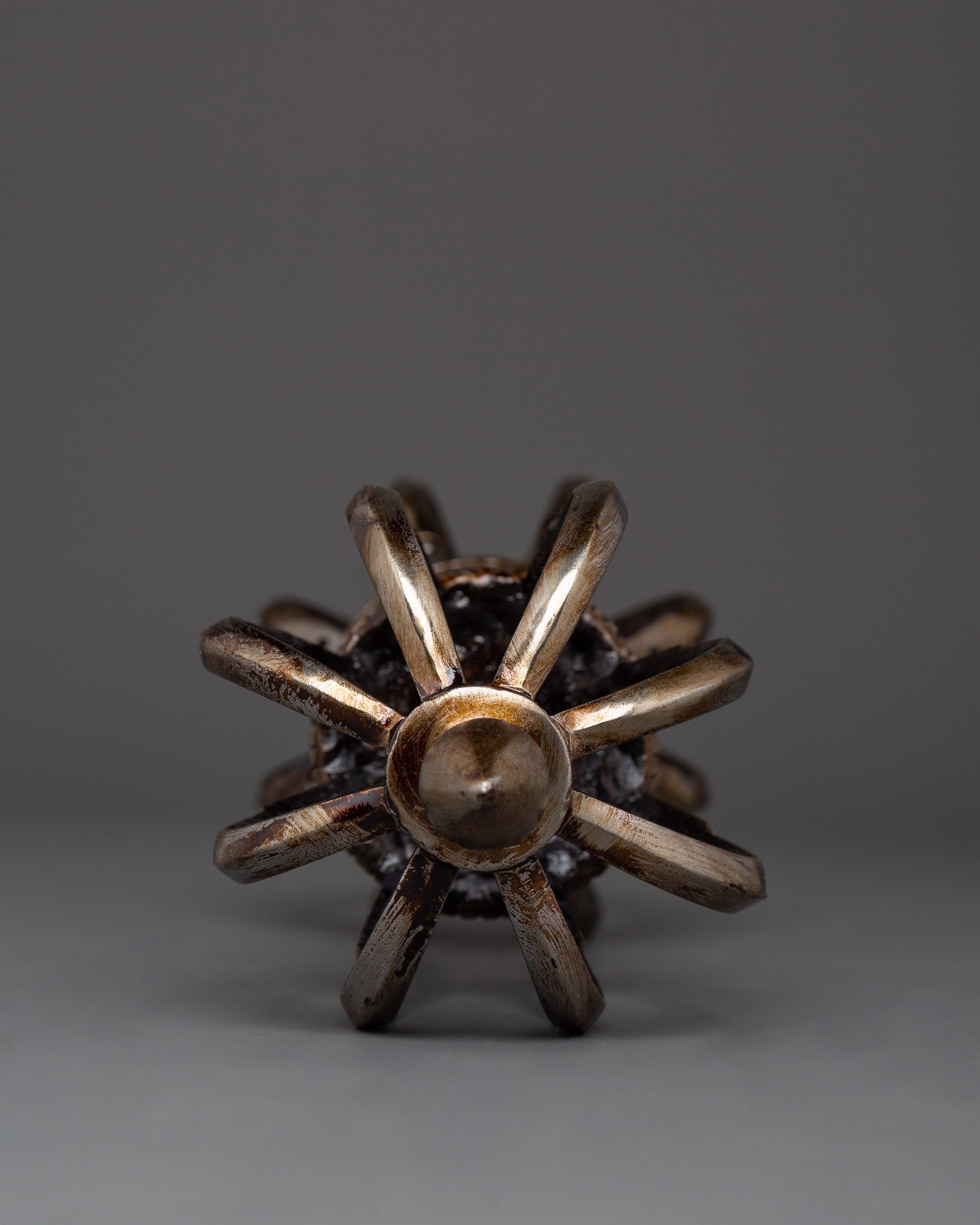 Handcrafted Iron Vajra with Stand | Buddhist Dorje for Ritual and Altar Use
