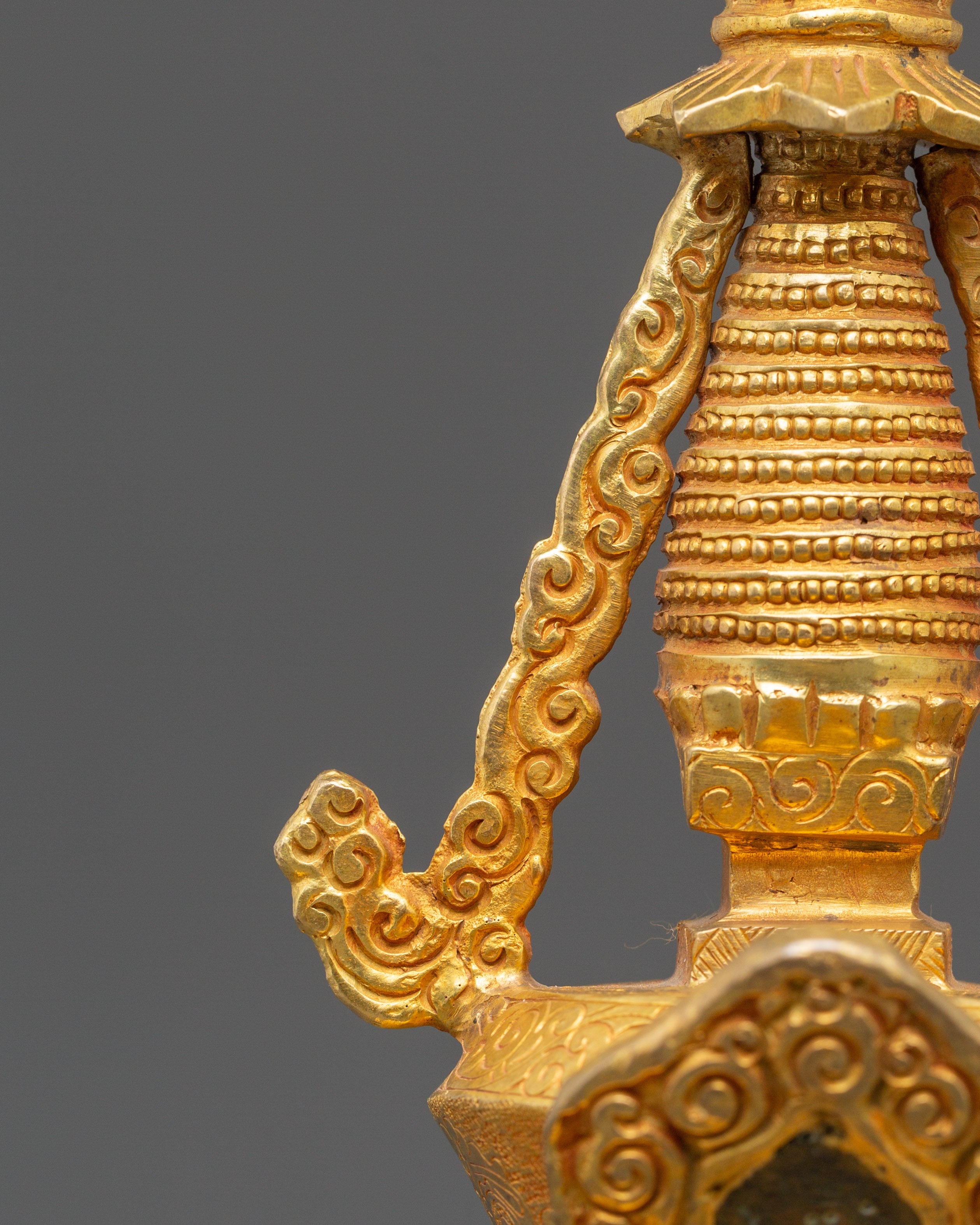 Handcrafted Gold Meditation Stupa | Tibetan Buddhist Altar Decor