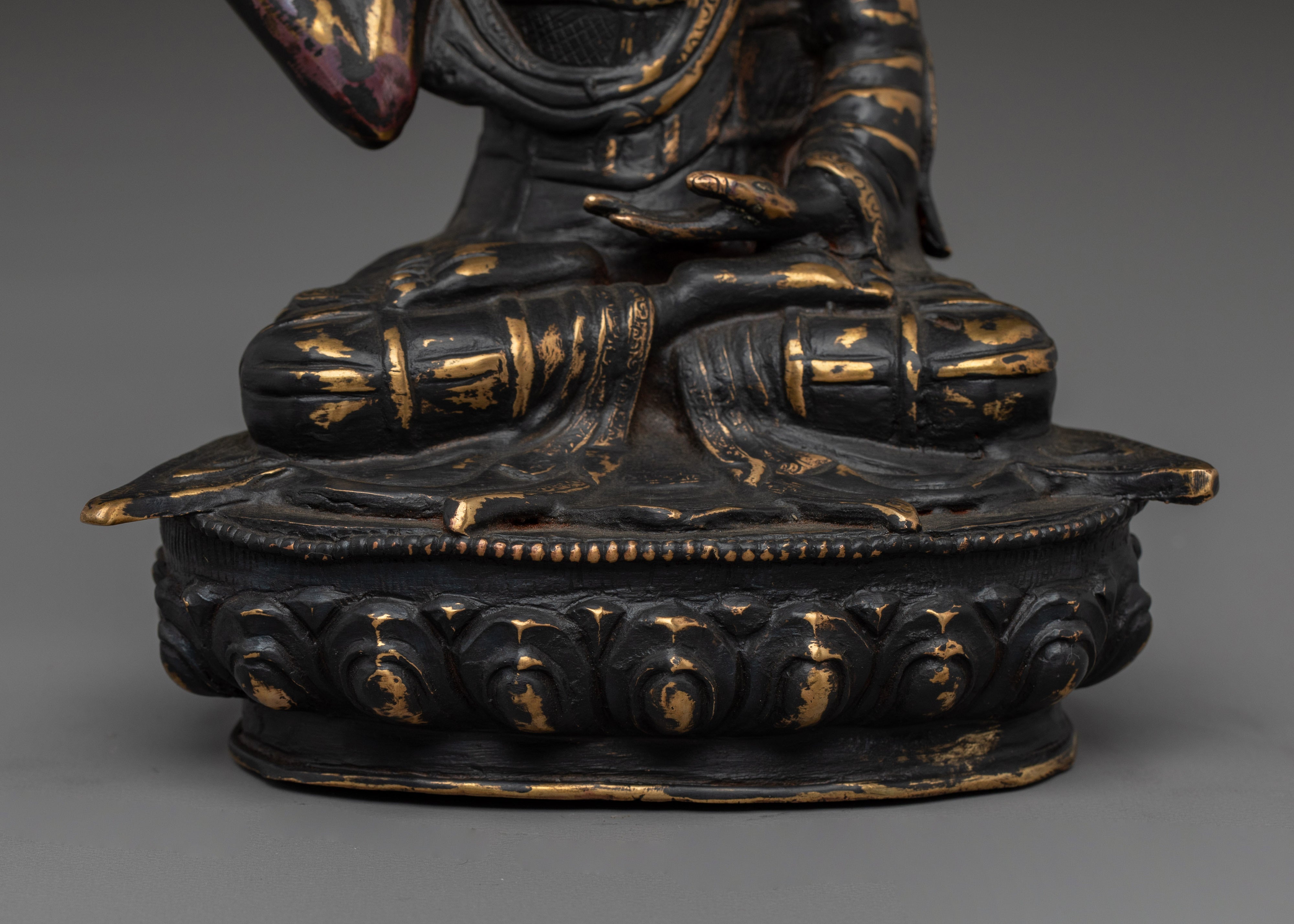 Handmade Tranquil Buddha Statue | Antique Finish Copper Meditation Sculpture