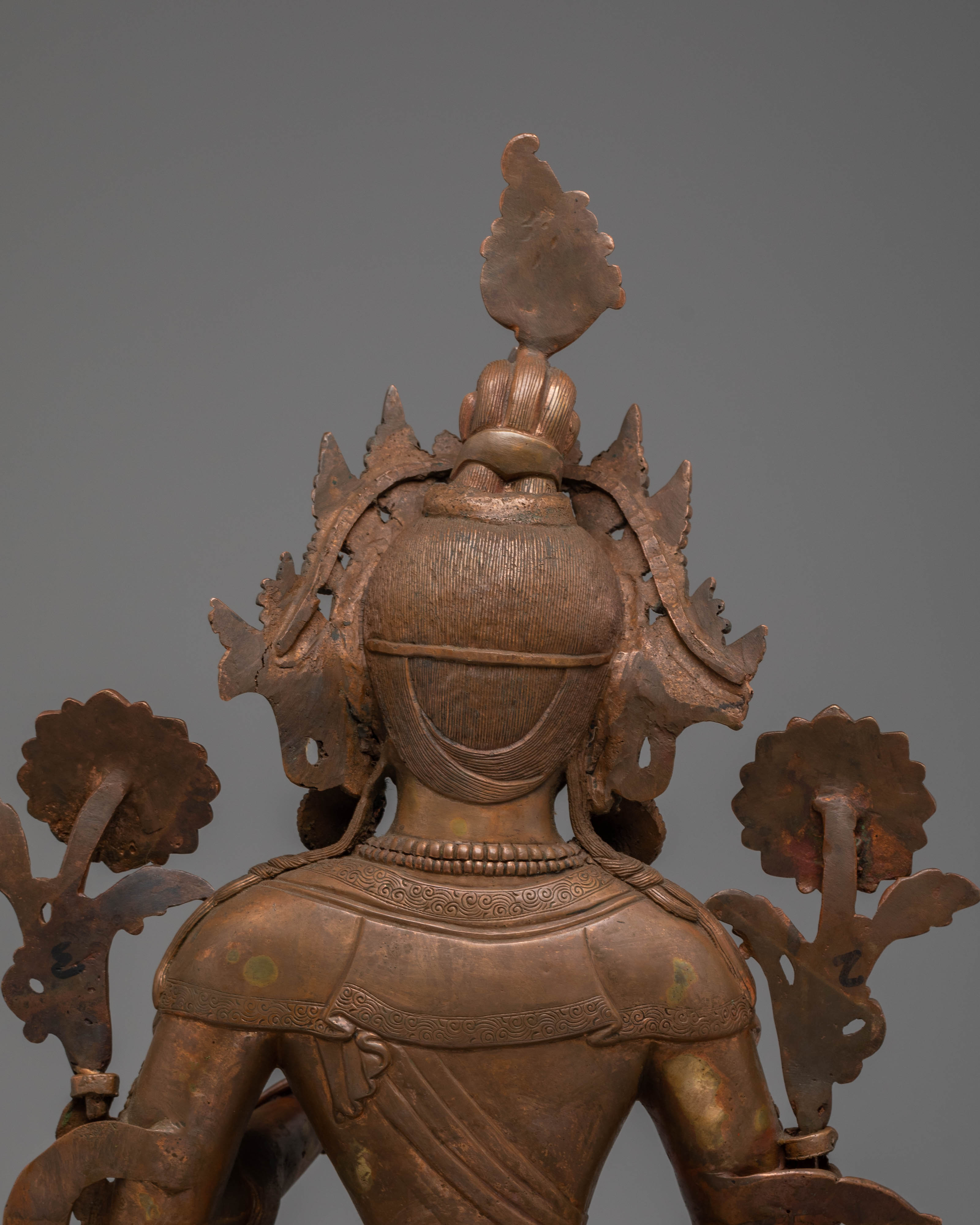 Sacred Statue of Green Tara | Oxidized Copper Buddha Statue for Meditation and Altar