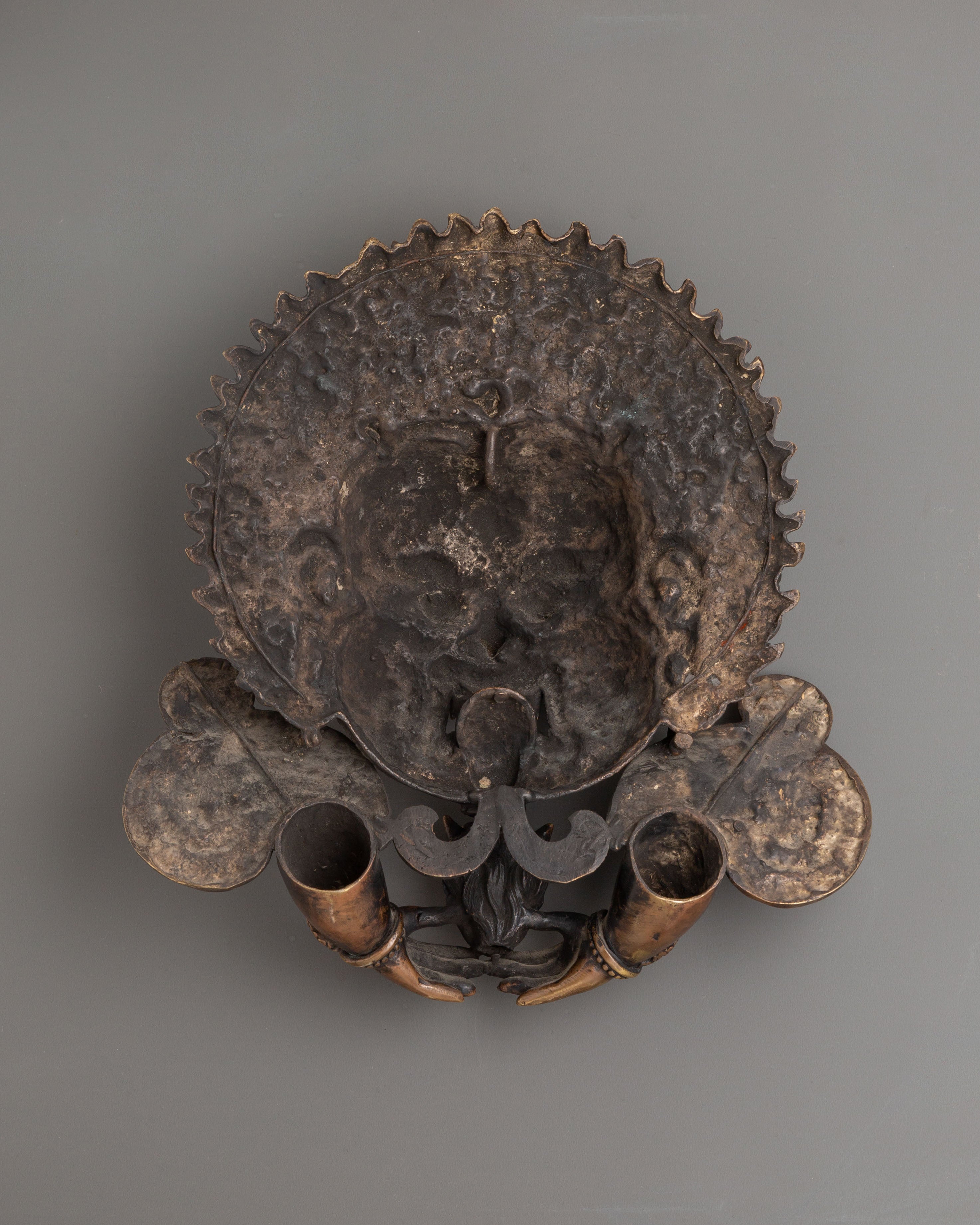 Handmade Kirtimukha Brass Wall Hanging | Mahakala Protective Deity Mask