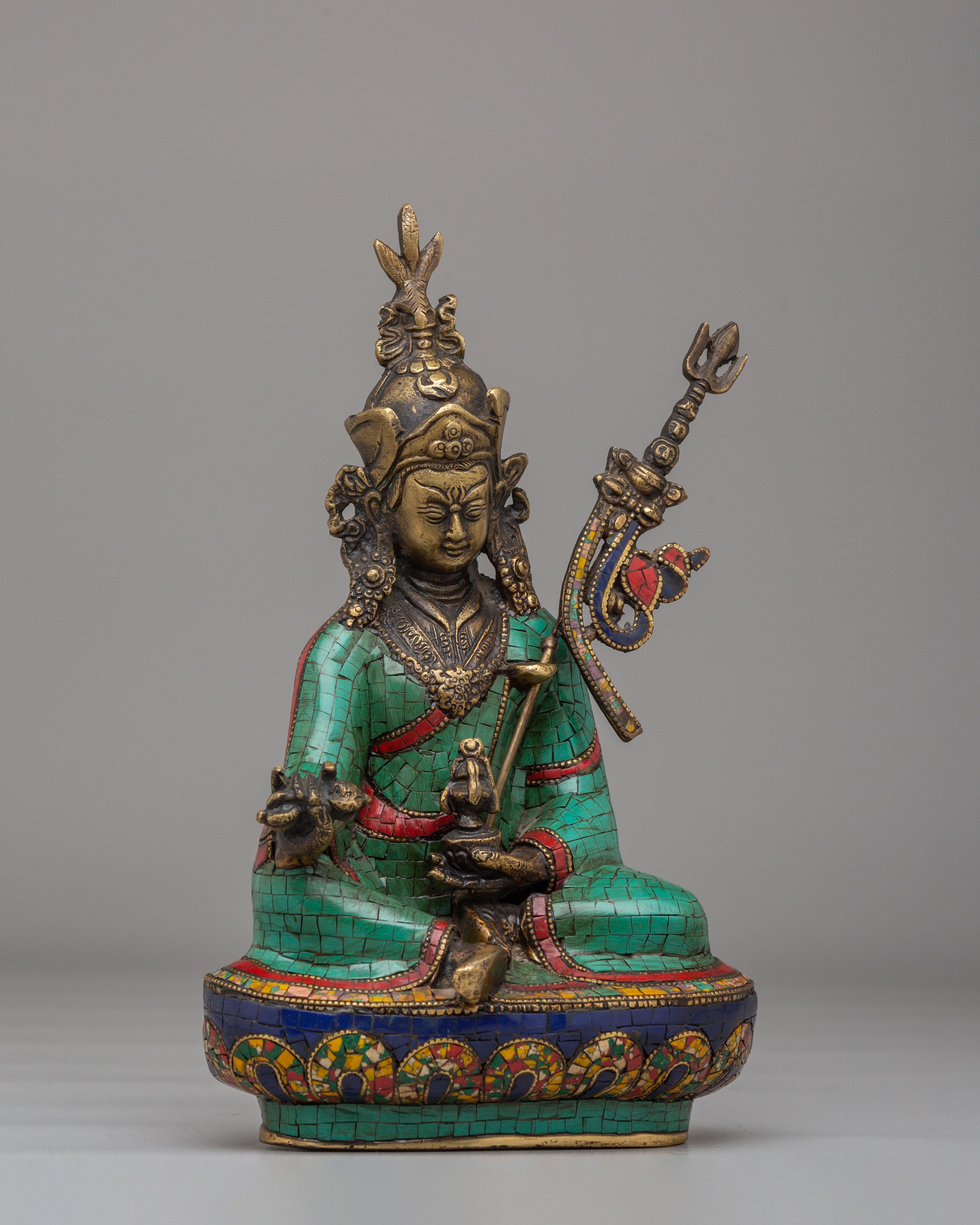 Traditional Guru Rinpoche Statue | Tibetan Masterpiece for Meditation & Rituals