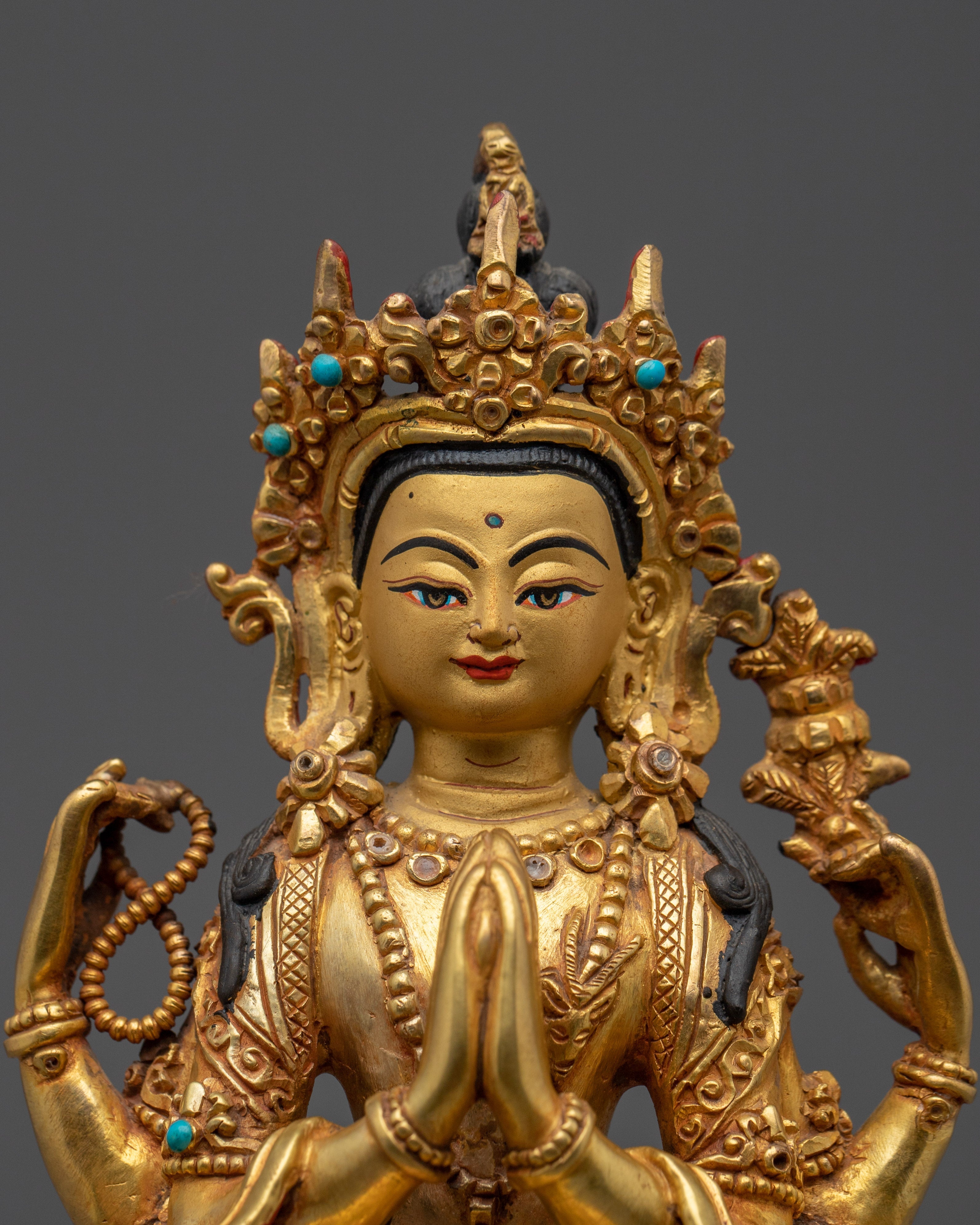 Chenrezig with Throne Statue | Bodhisattva of Compassion