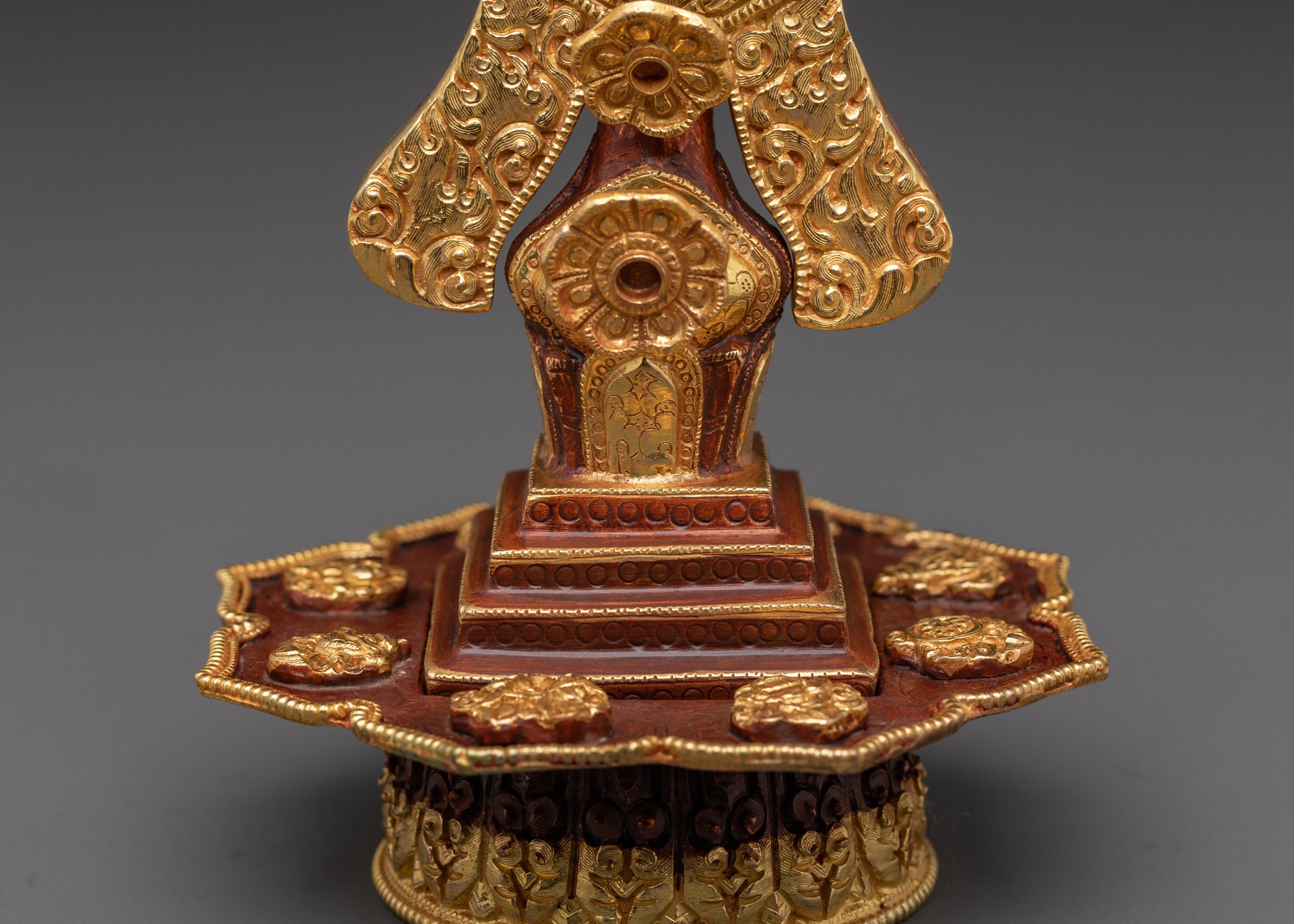 Handcrafted Tibetan Torma Offering | Copper Body, Gold Plated
