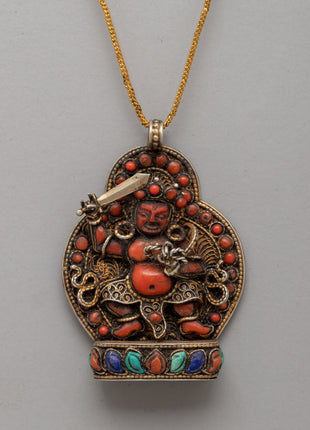 Gold-Plated Pendant with Coral & Turquoise