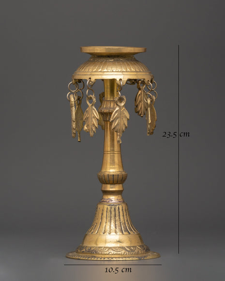 Nepali Traditional Brass Oil Lamp | Pooja Lamp for Home Altar and Decor
