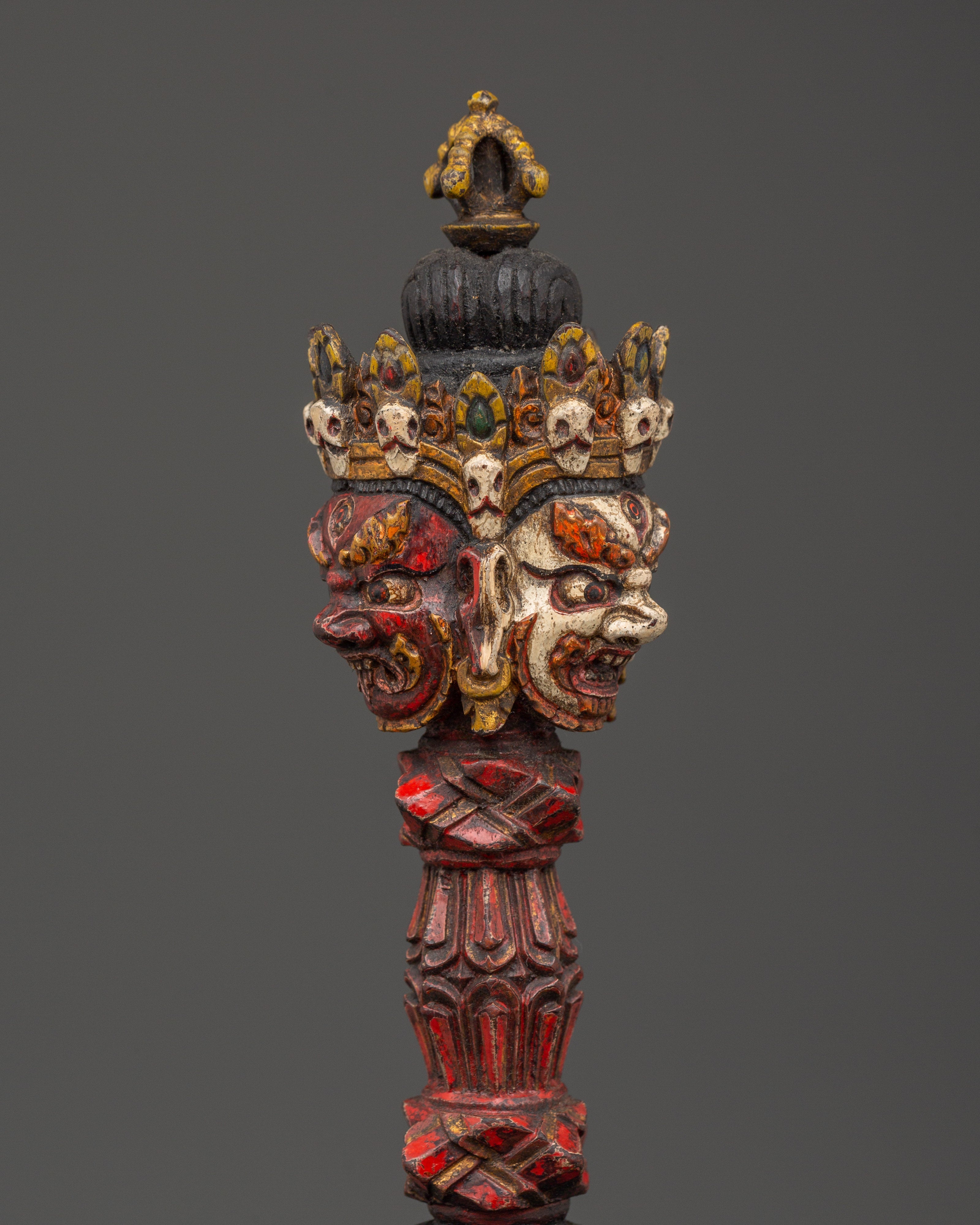 Tibetan Wooden Phurba | Sacred Tantric Artifact