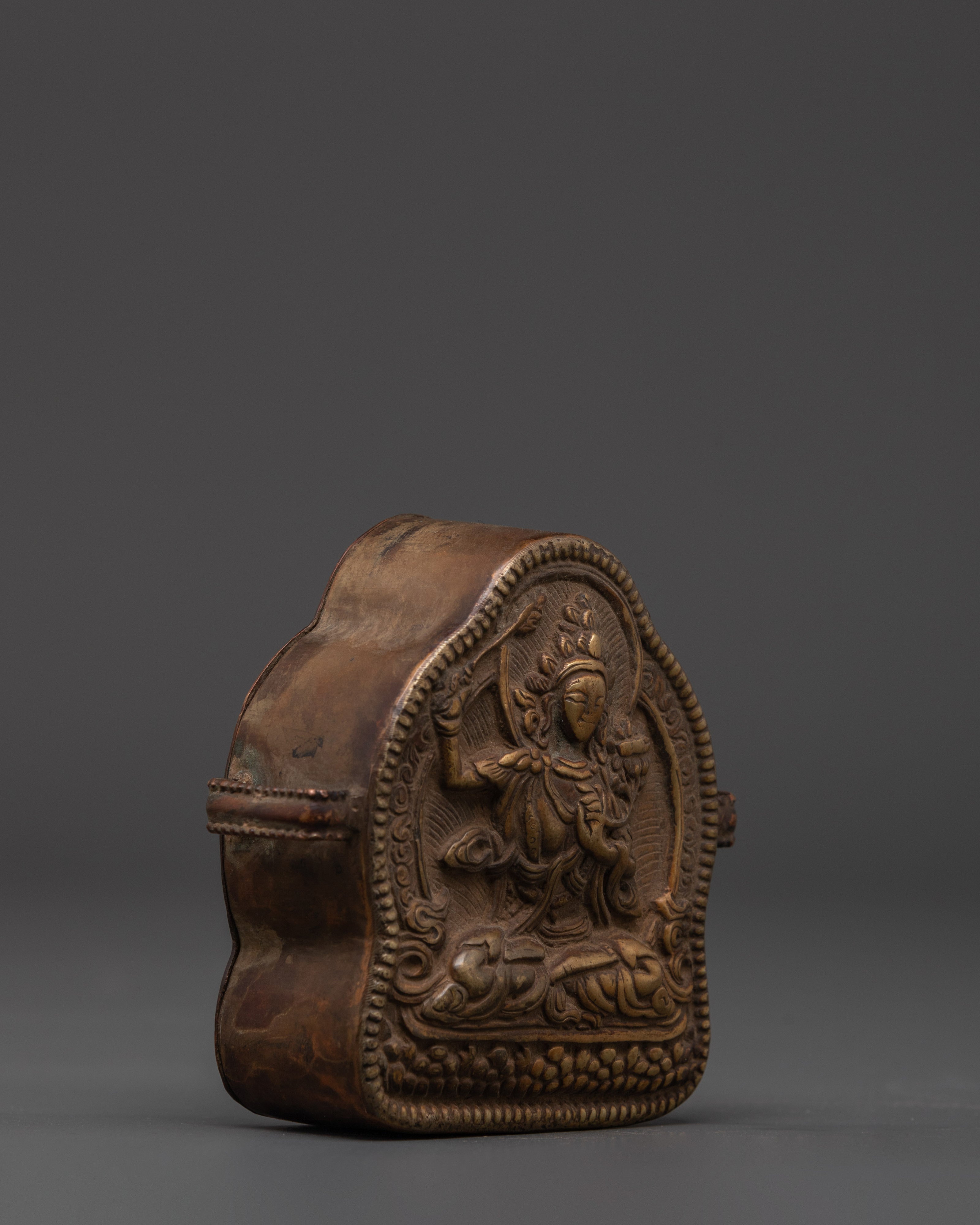 Sacred Mantra Ghau Box | Tibetan Buddhist Copper Prayer Box