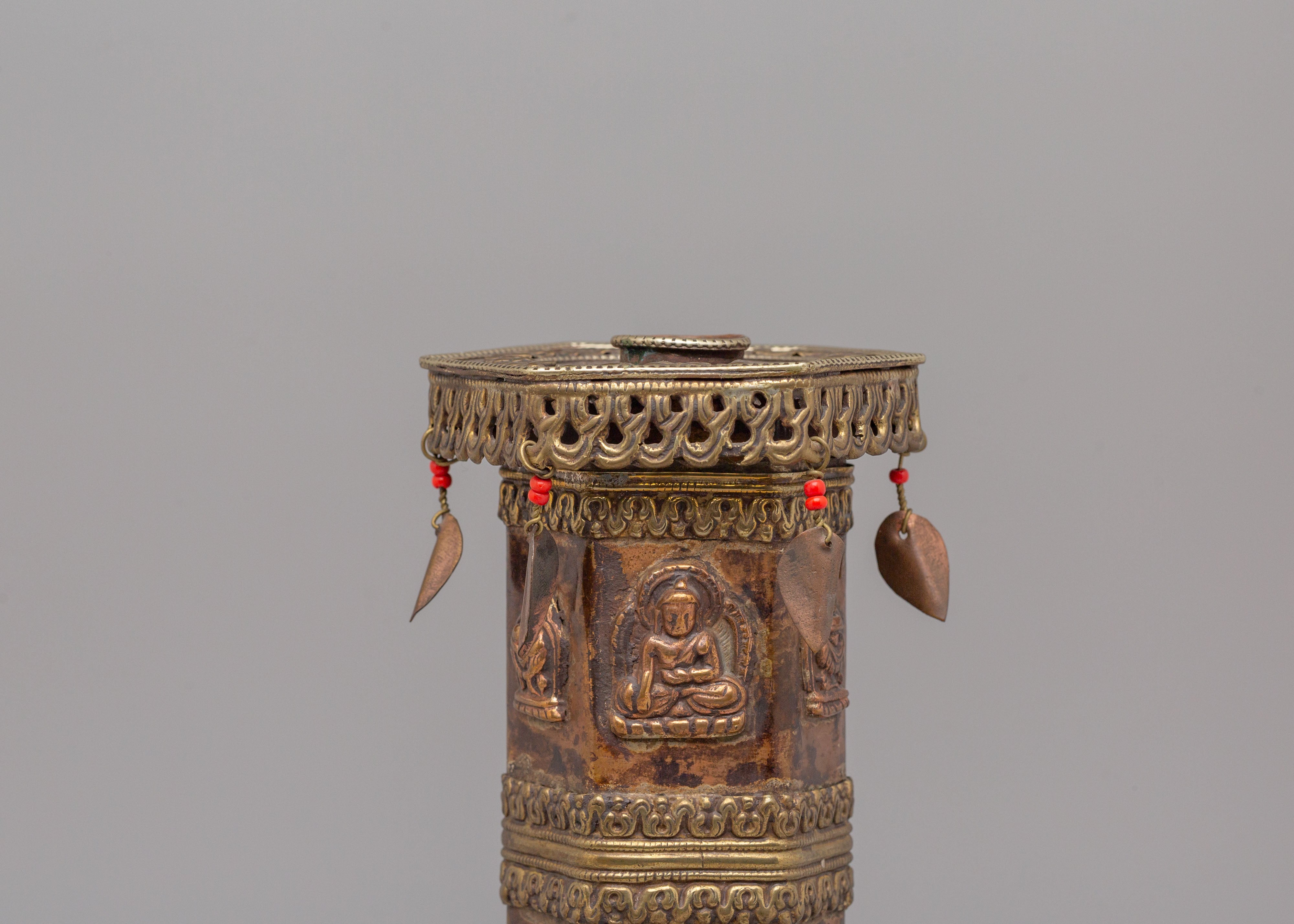 Himalayan Carved Incense Burner Pair | Ritual & Meditation Offering Vessels