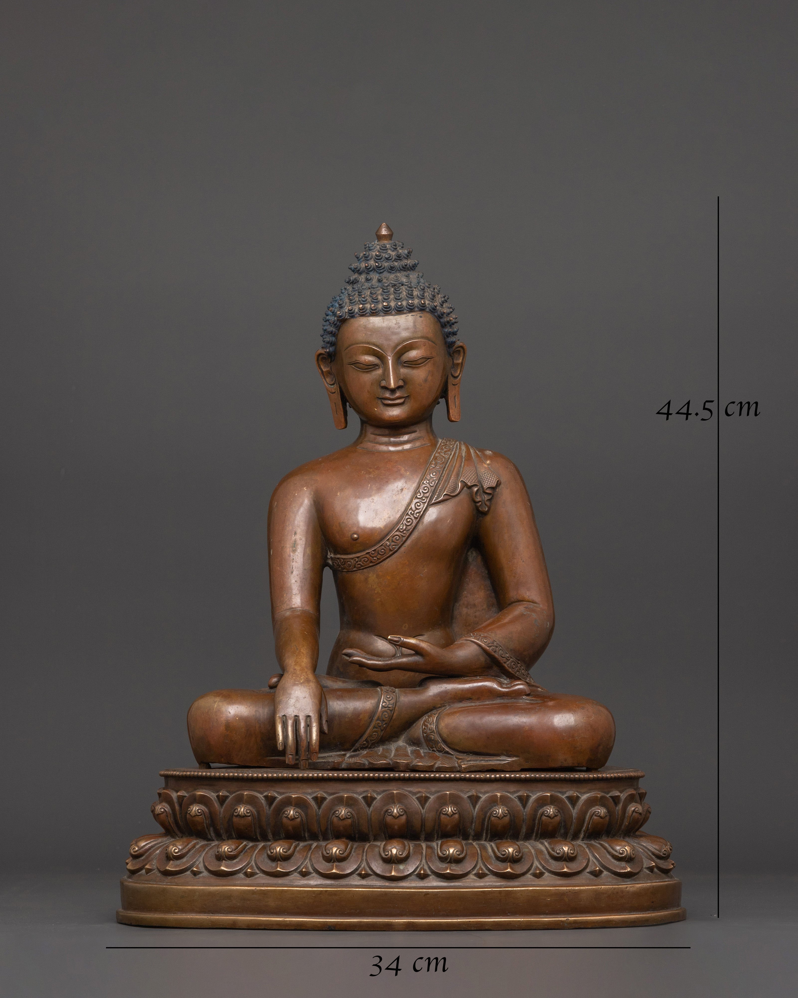 Seated on Lotus Disc Shakyamuni Buddha Statue |Tibetan Buddhist Altar Decor