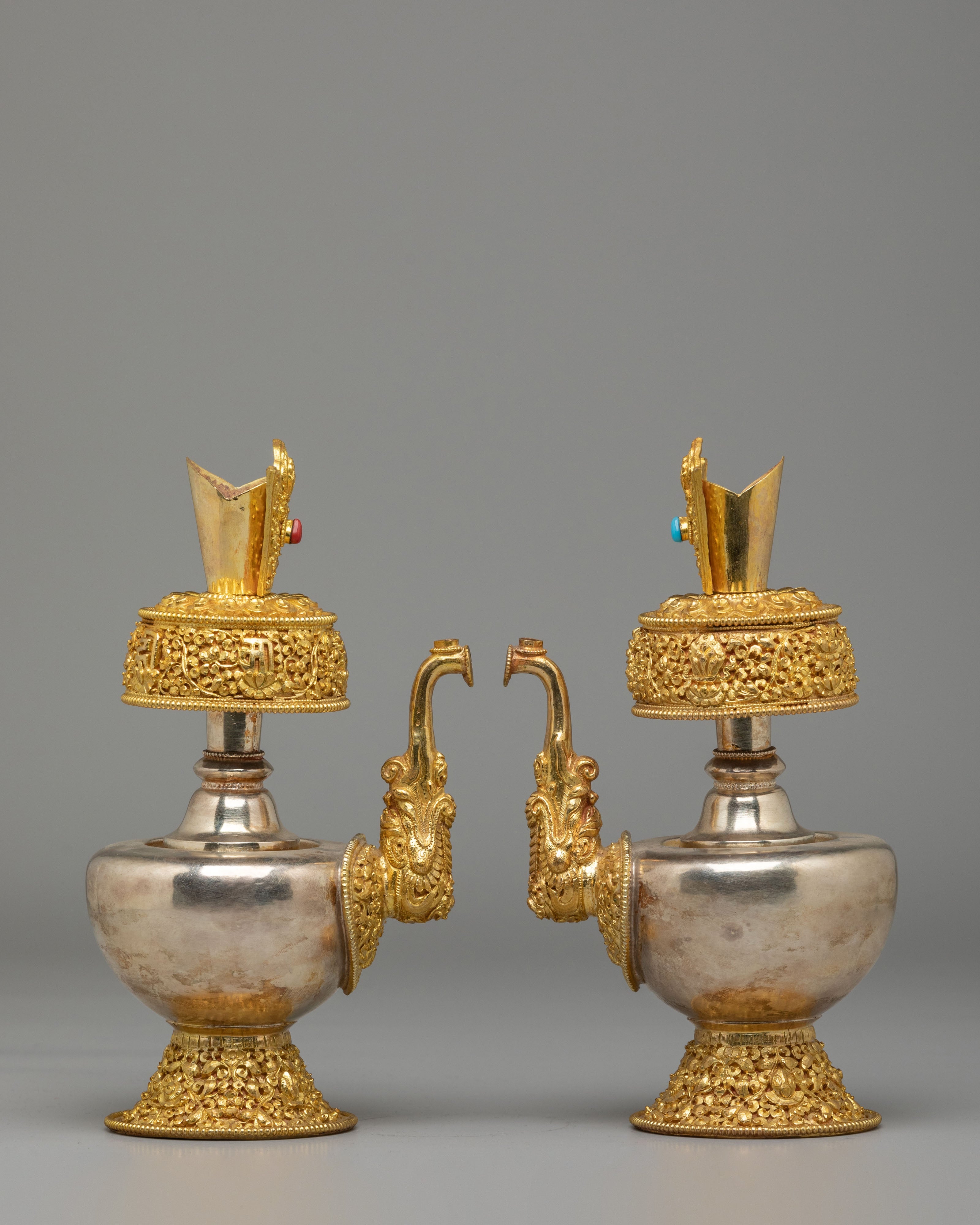 Spiritual Handcrafted Ritual Bhumba Set | Gold and Silver Plated Bhumba