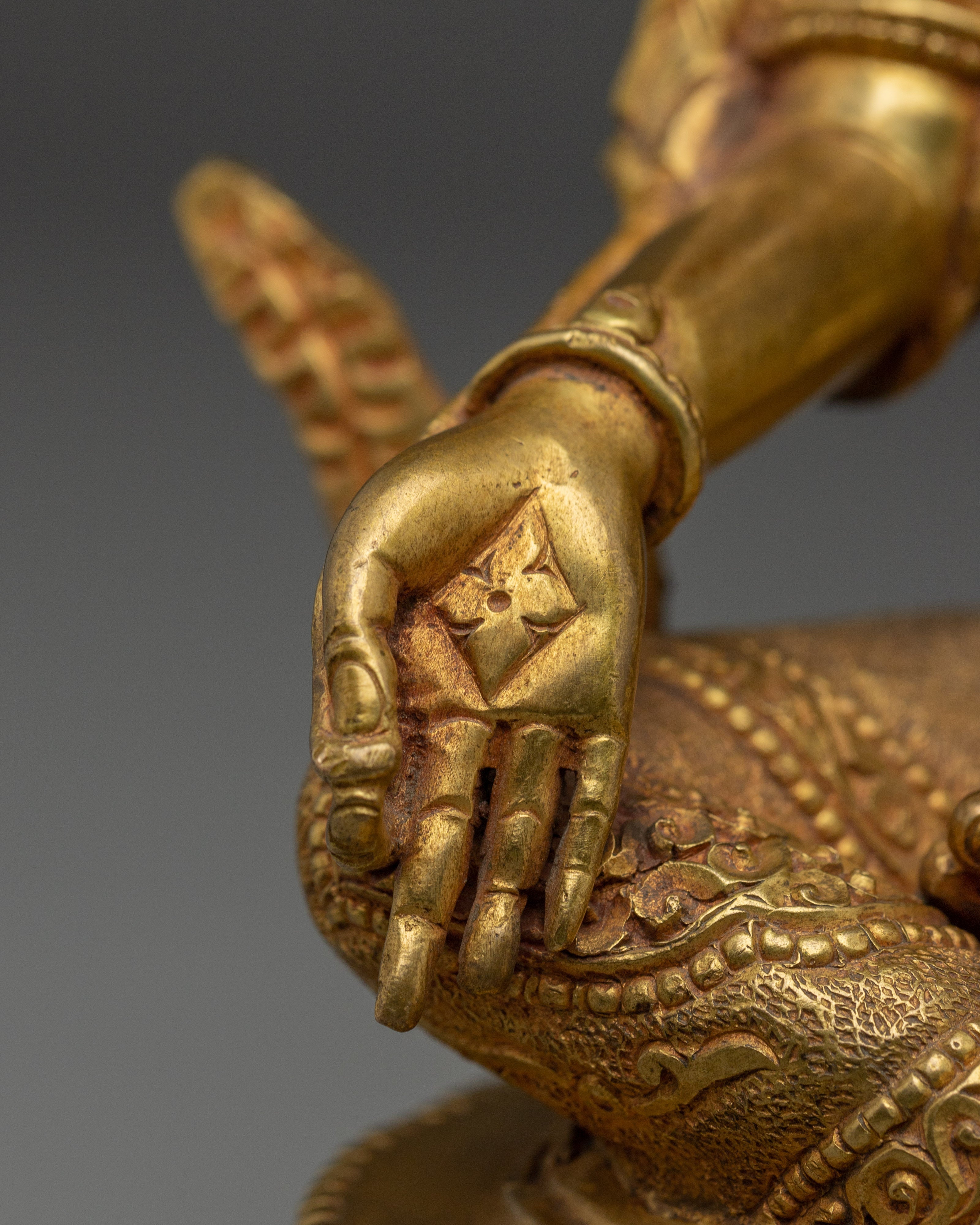 Green Tara Statue in 24K Gold Gilded | Sculpture for Protection and Compassion