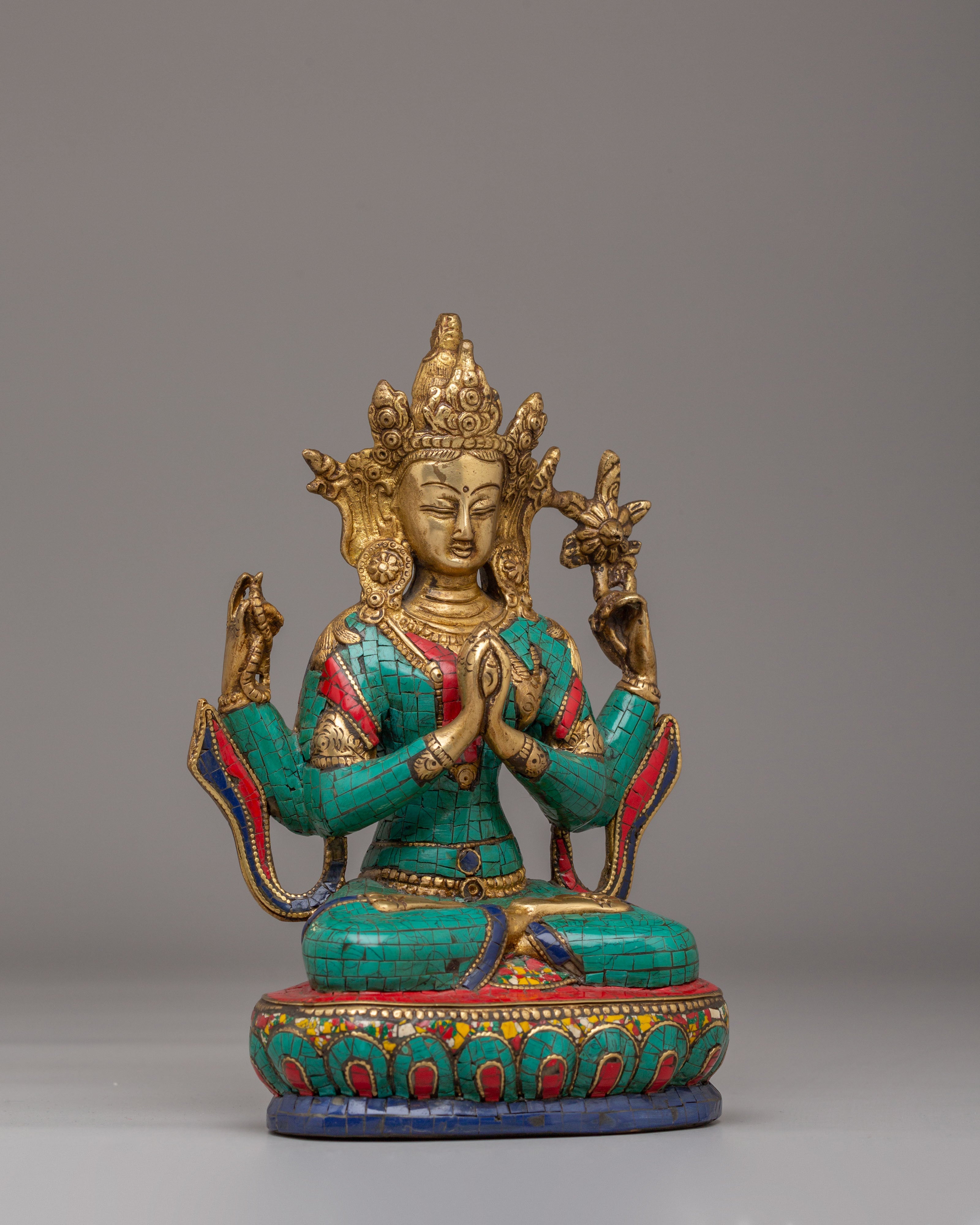 Tibetan Chenrezig Statue for Altar | Buddhist Deity Figurine