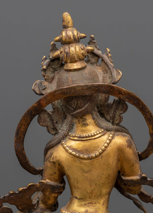Antique Gold Marichi Statue | Gold-Plated Copper Deity
