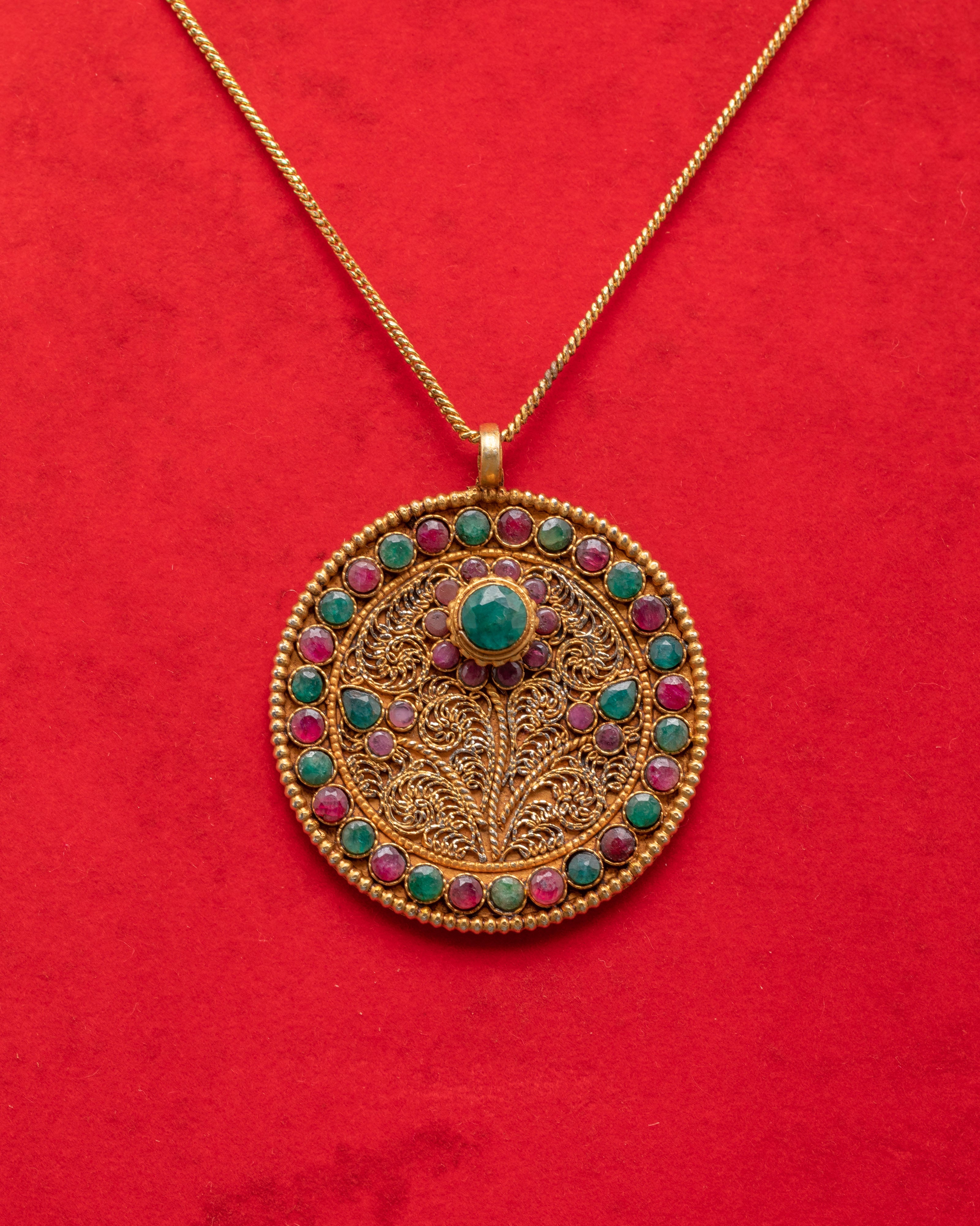 Unique Handcrafted Gemstone Locket | Gold Plated Silver Jewelry