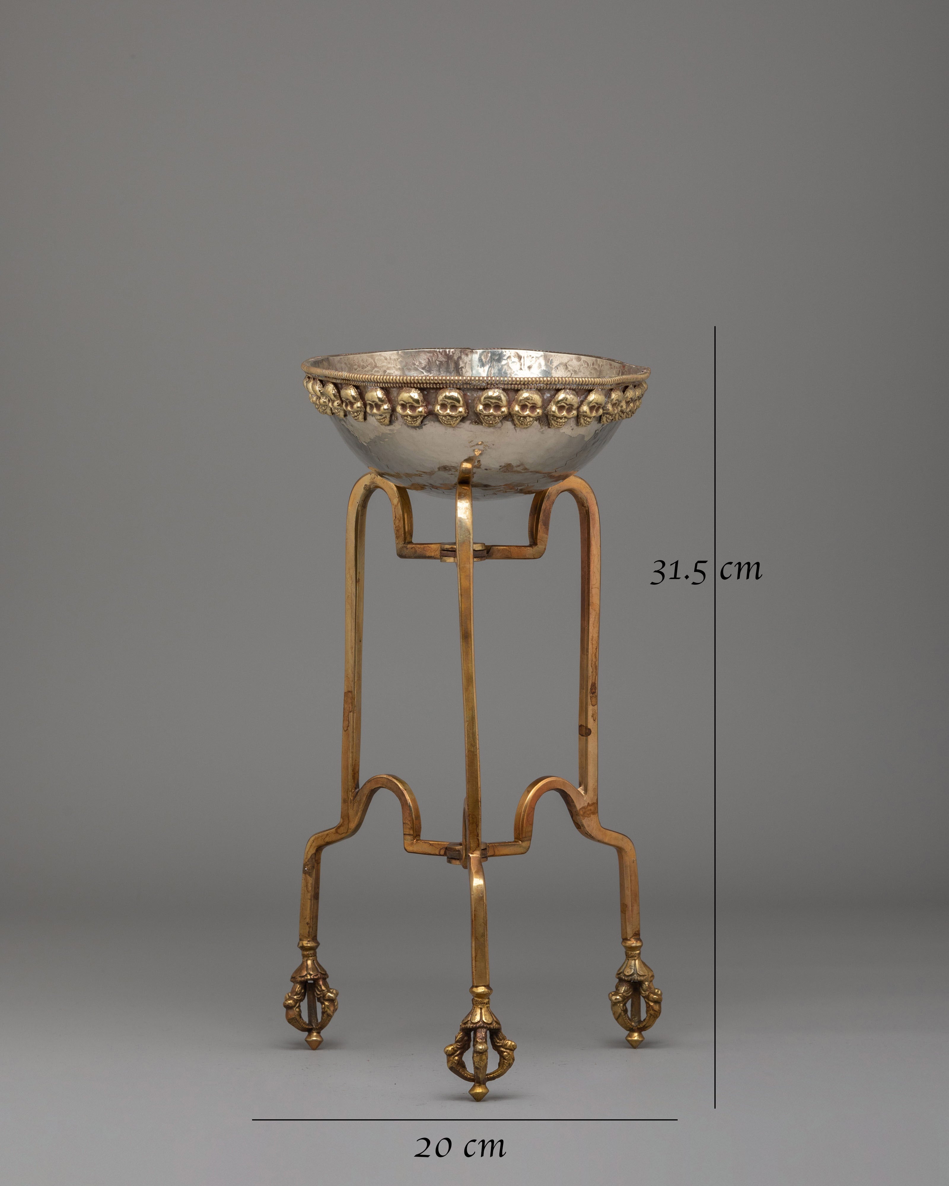 Buddhist Altar Kapala With Stand | Skull Cup for Tantric Rituals