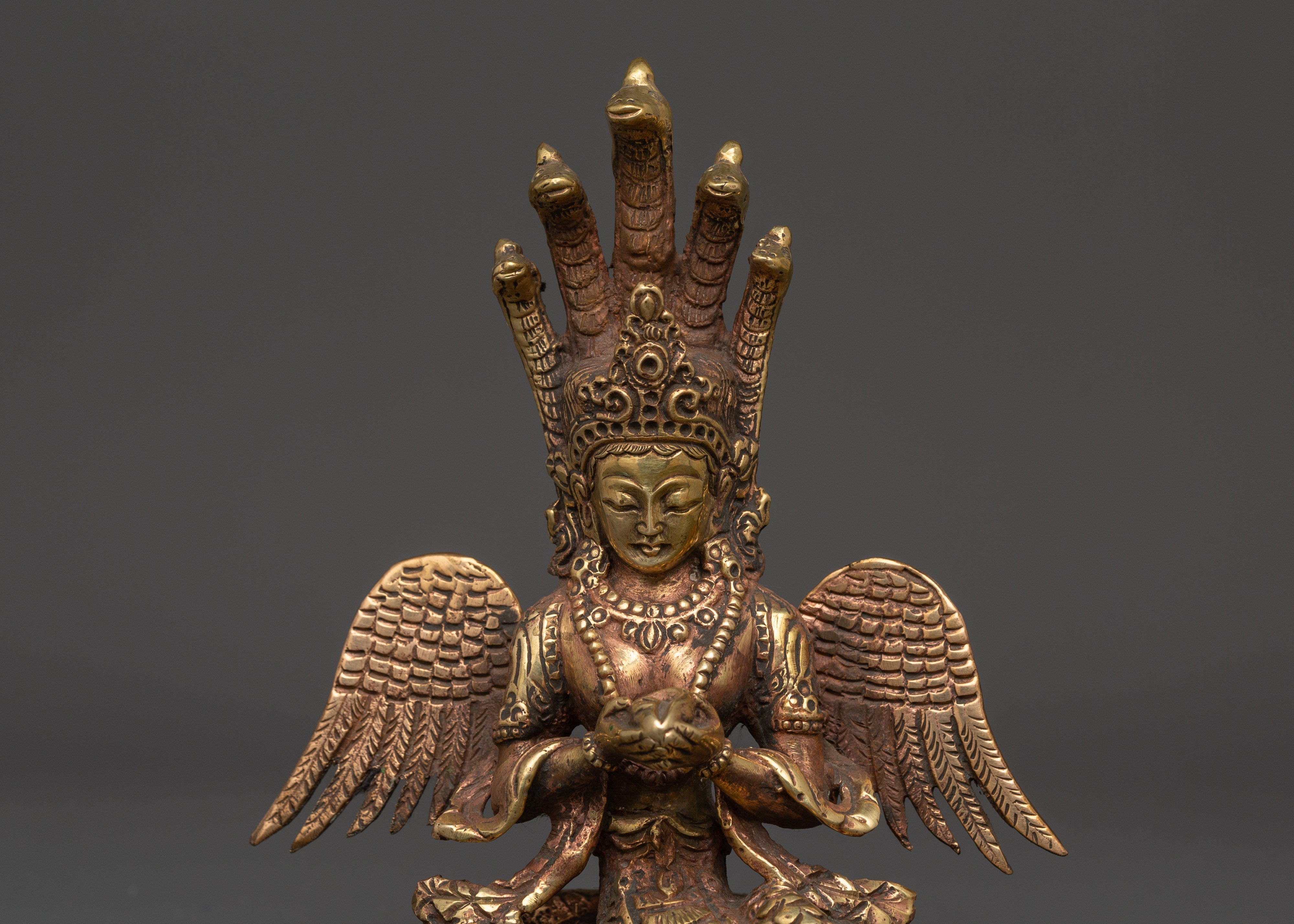 Naagkanya Copper Statue | Handcrafted Snake Goddess Sculpture