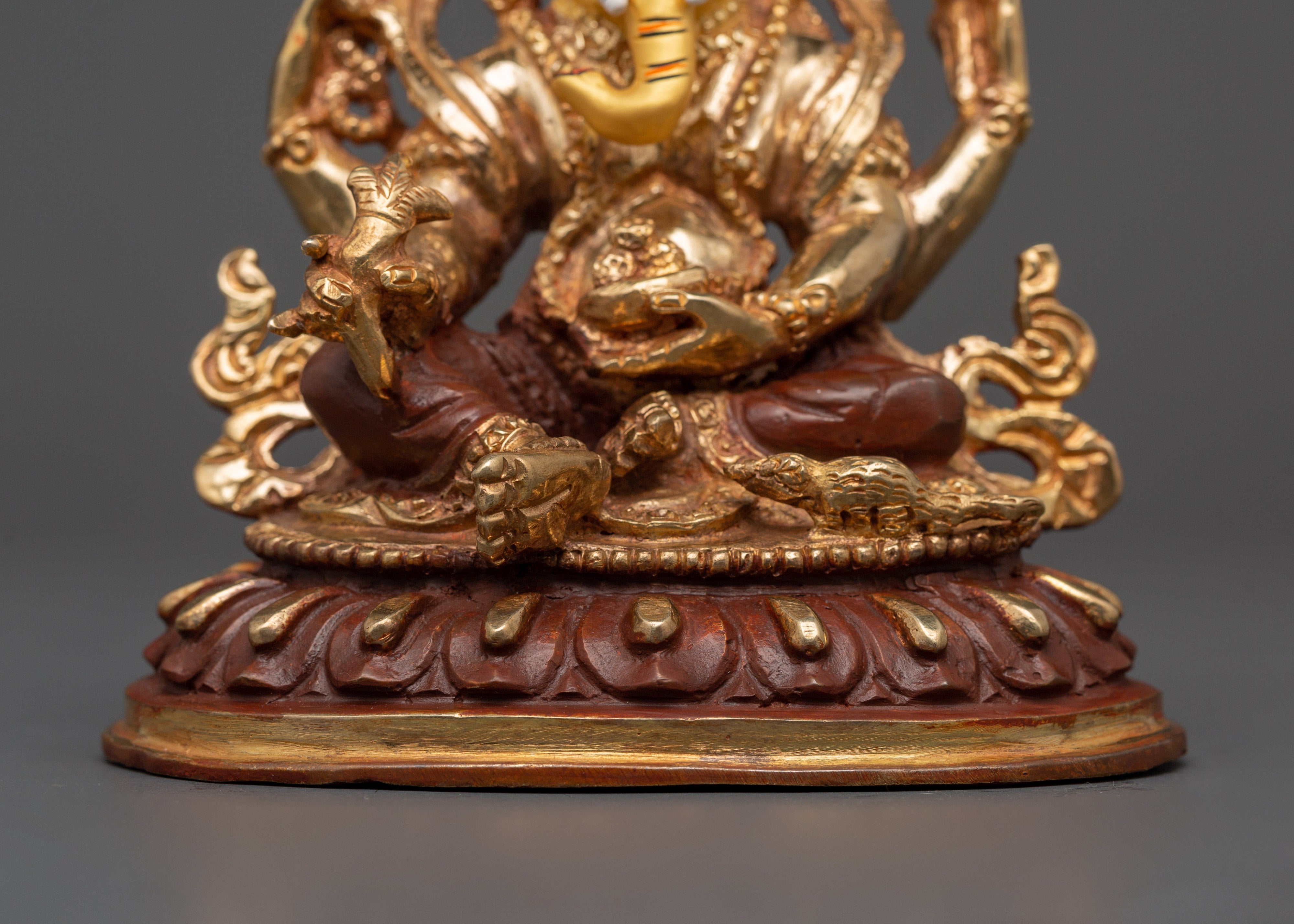 Handcrafted Oxidized Copper Ganesh | Colorful Acrylic Painted Lord Ganesha Sculpture