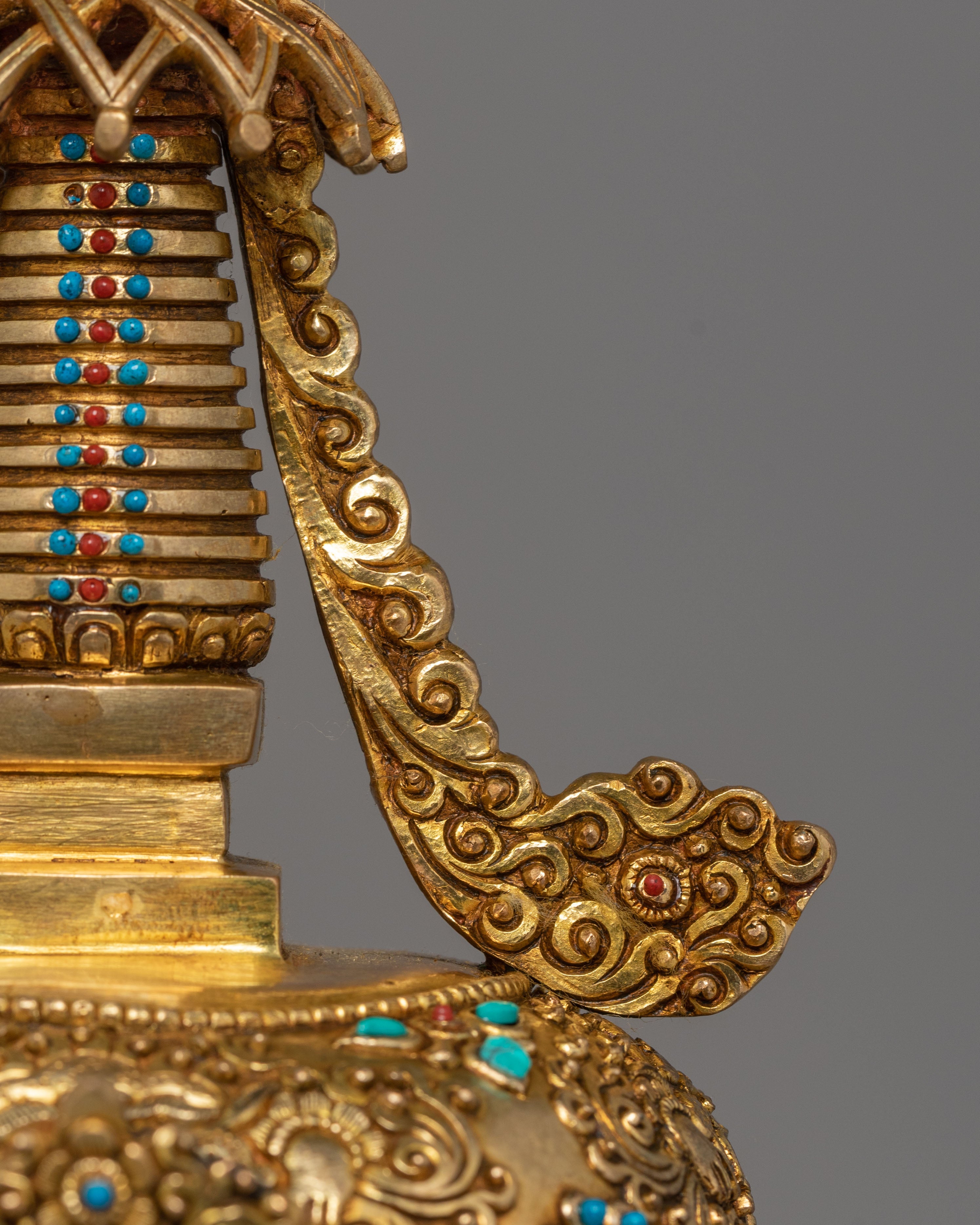 Sacred Tibetan Buddhist Stupa | Gilt Copper Meditation Shrine