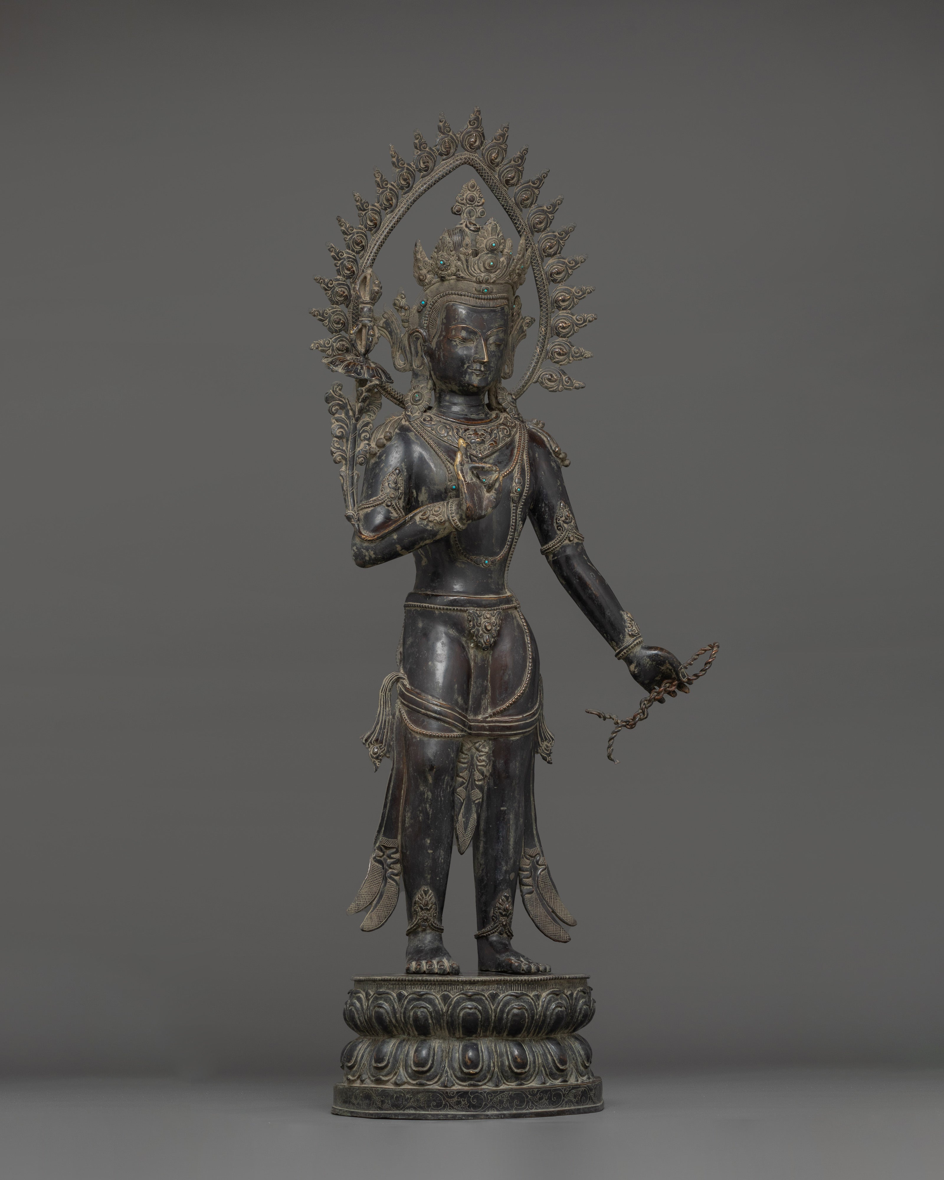 Copper Standing Vajrapani Statue | Powerful Buddhist Protector Deity