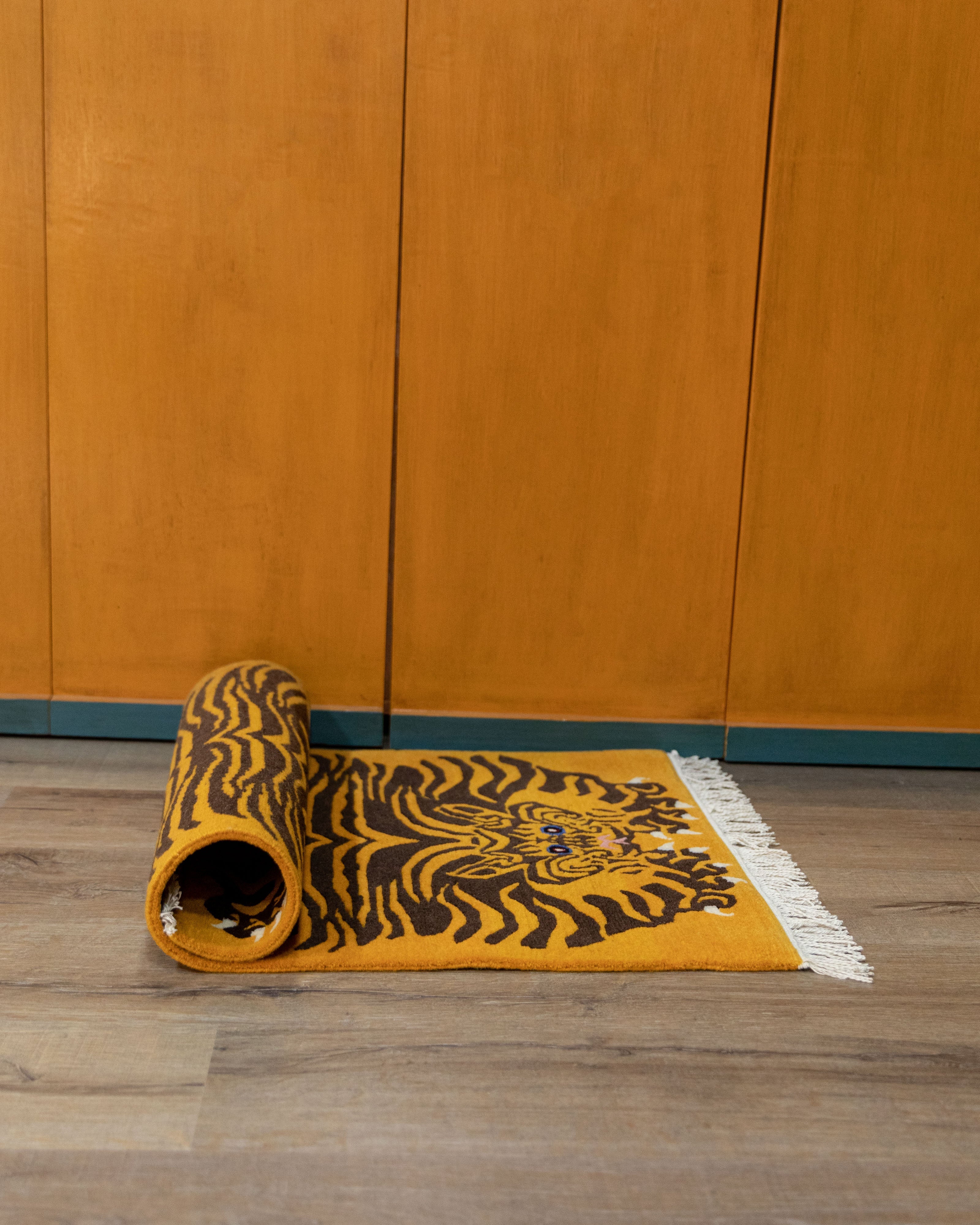 Tibetan Traditional Tiger Print Rug | Handcrafted Wool Rug with 100 Knot Detail