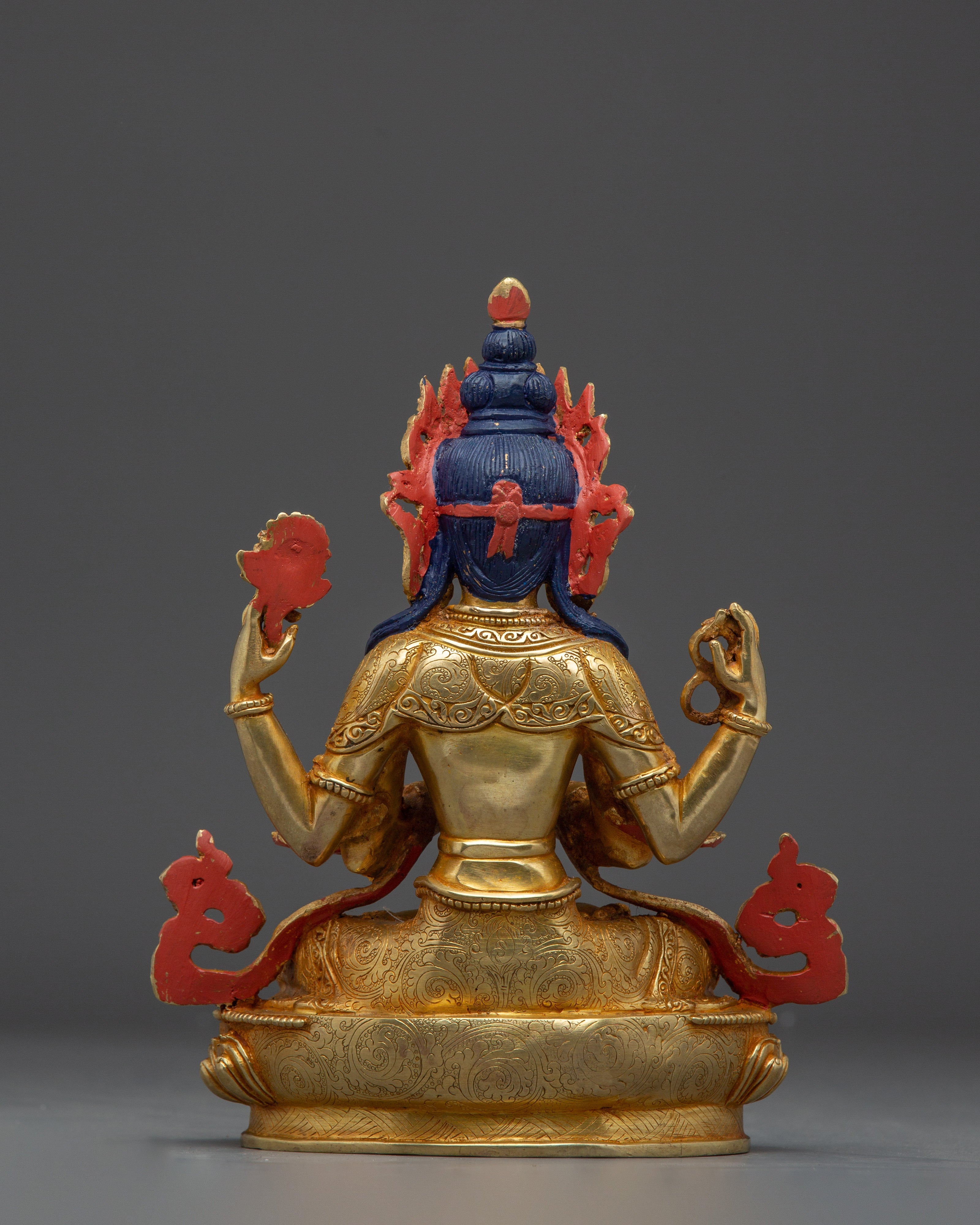 Handcrafted Avalokiteshvara Copper Statue | Deity Chenrezig Art for Meditation
