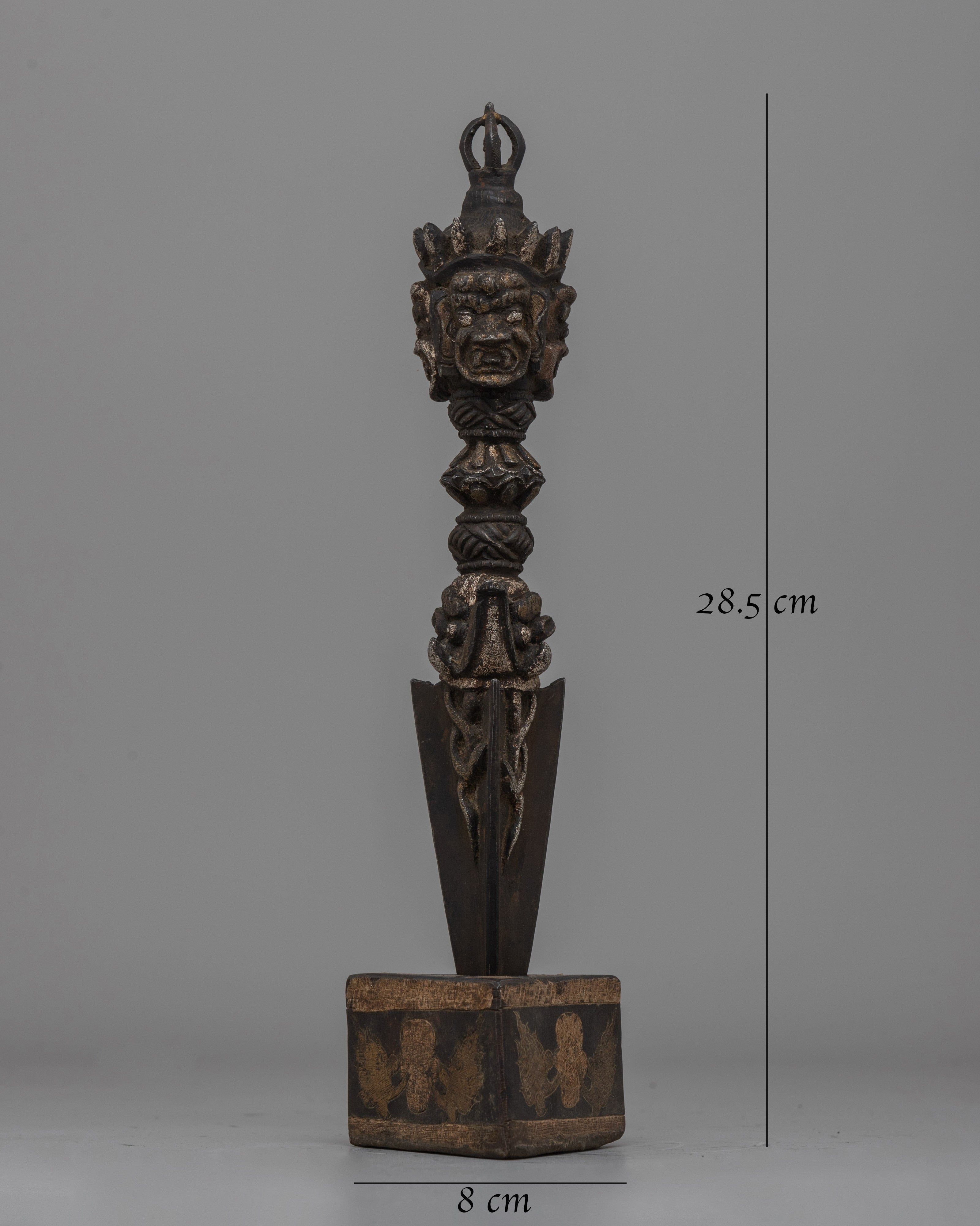 Handcrafted Iron Phurba with Silver Inlay | Vajrayana Buddhist Ceremonial Tool