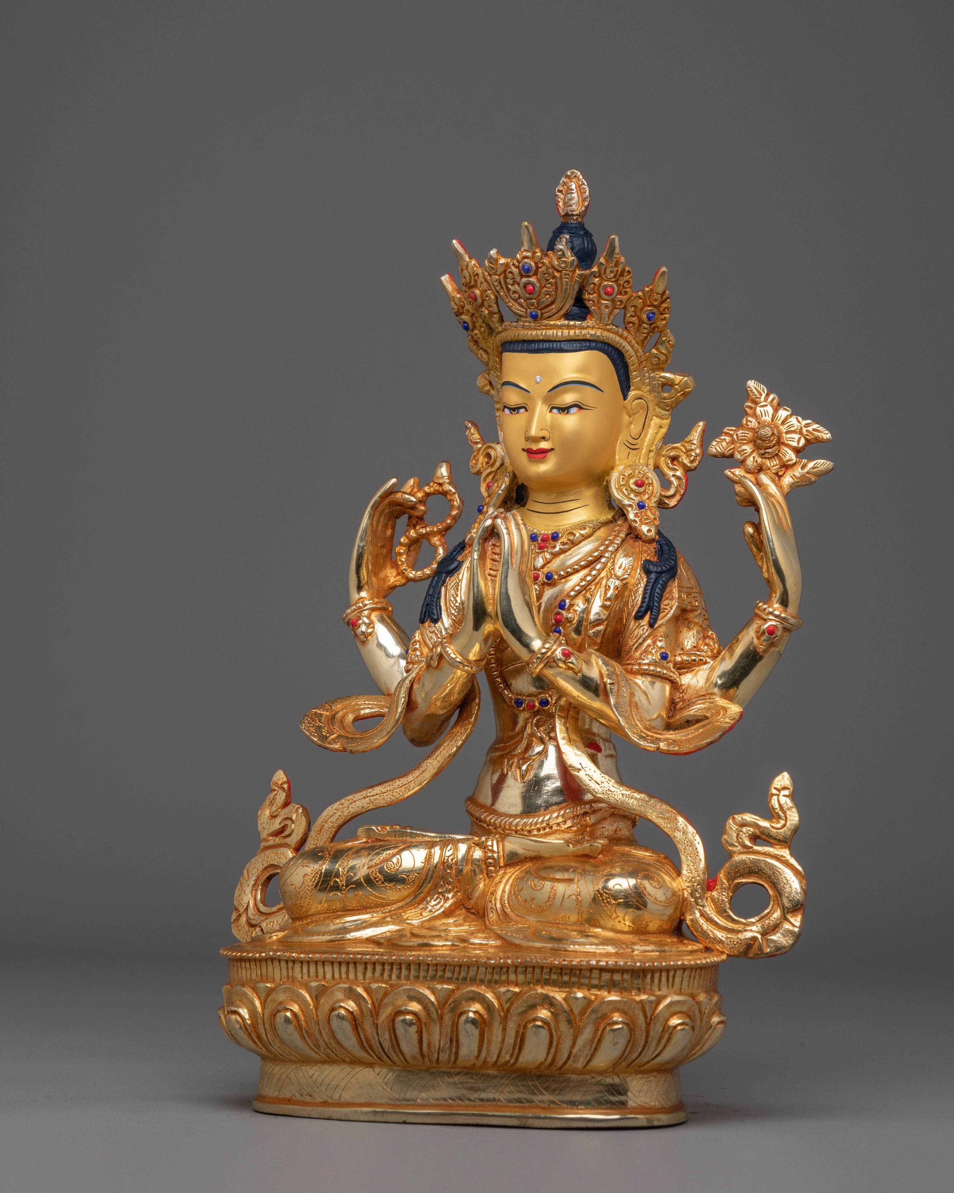Vajrayana Chenrezig Deity Statue | Tibetan Buddhist Avalokiteshvara Sculpture