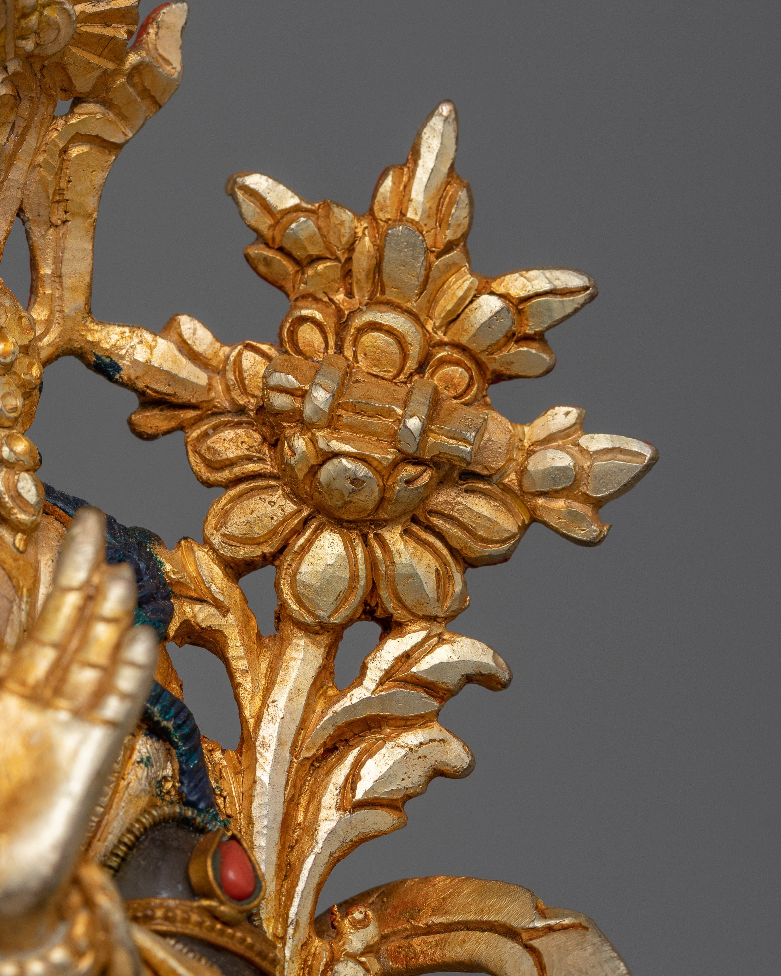 Crystal Manjushri Statue | Gold Electroplated Deity Sculpture