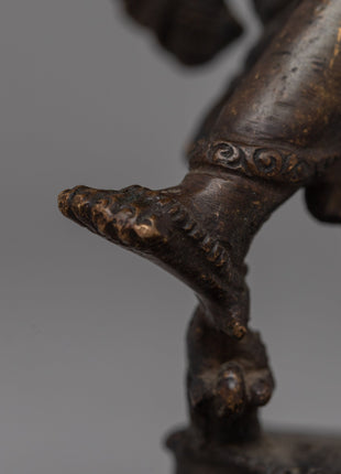Nritya Ganapati Hindu deity statue | Dancing Ganesha Statue in Oxidized Copper