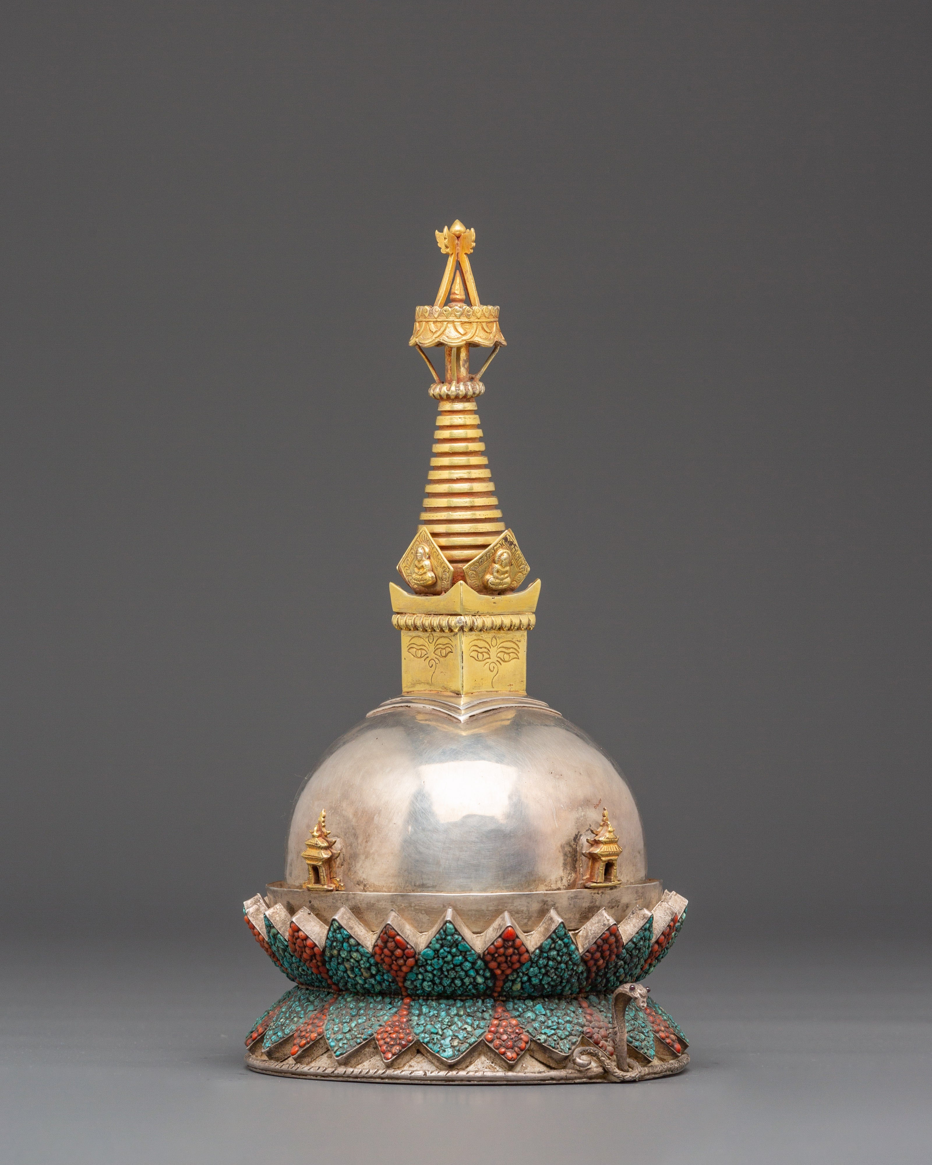 24k Gold Plated Tibetan Stupa | Symbol of Enlightenment