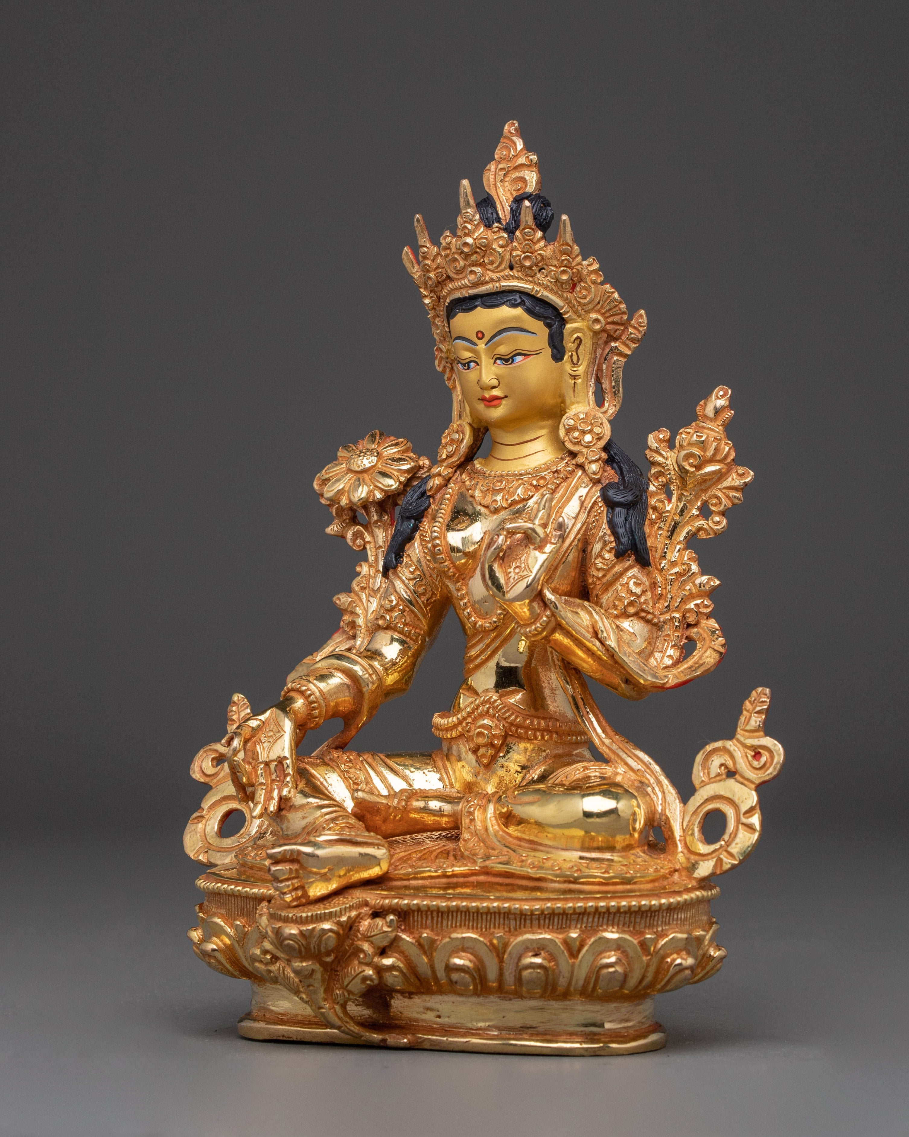 Handmade Enlightened Green Tara Statue | Tibetan Compassionate Deity