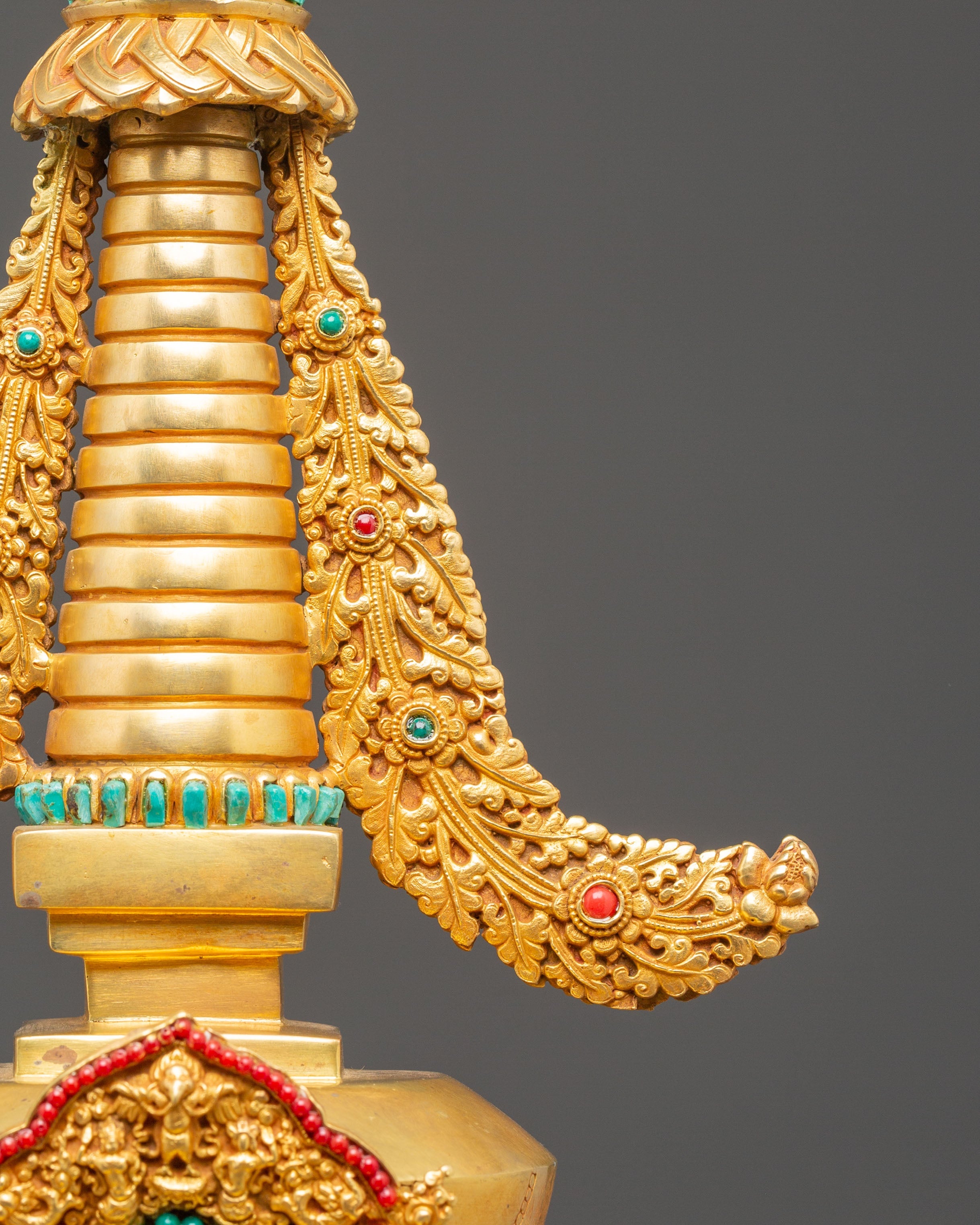 Spiritual Tibetan Buddhist Stupa | Gold Plated Sacred Monument